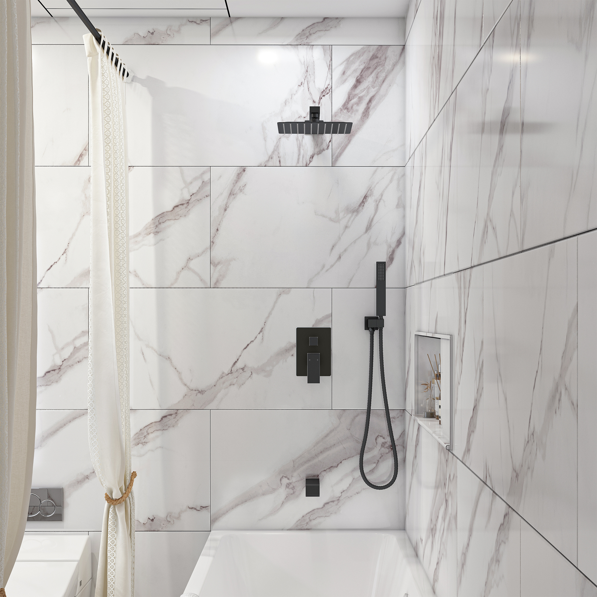 10" Three Function Pressure Balance Shower System with Valve Included