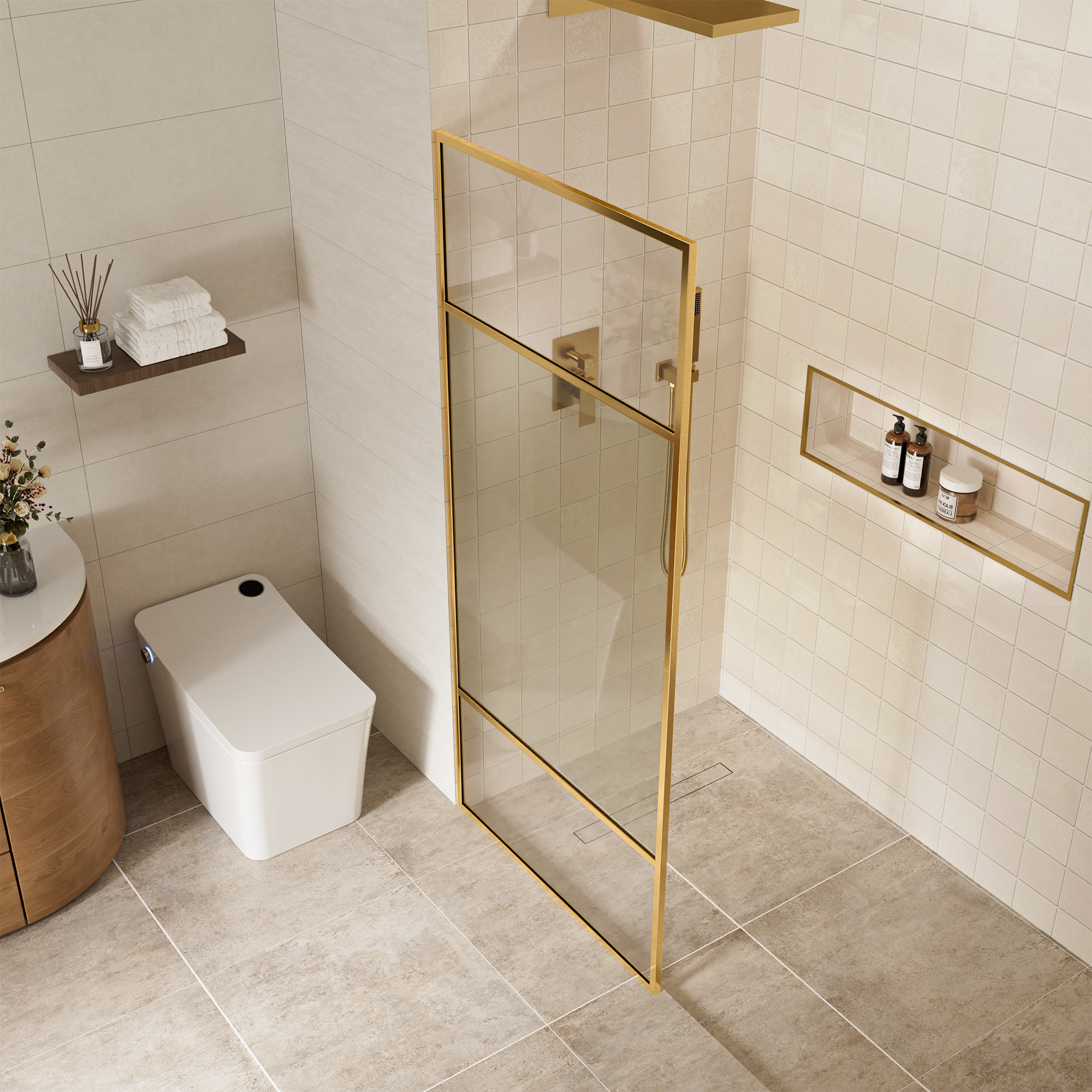 34"x74" Glass Shower Spliced Screen Panel with 304 Stainless Steel Hardware