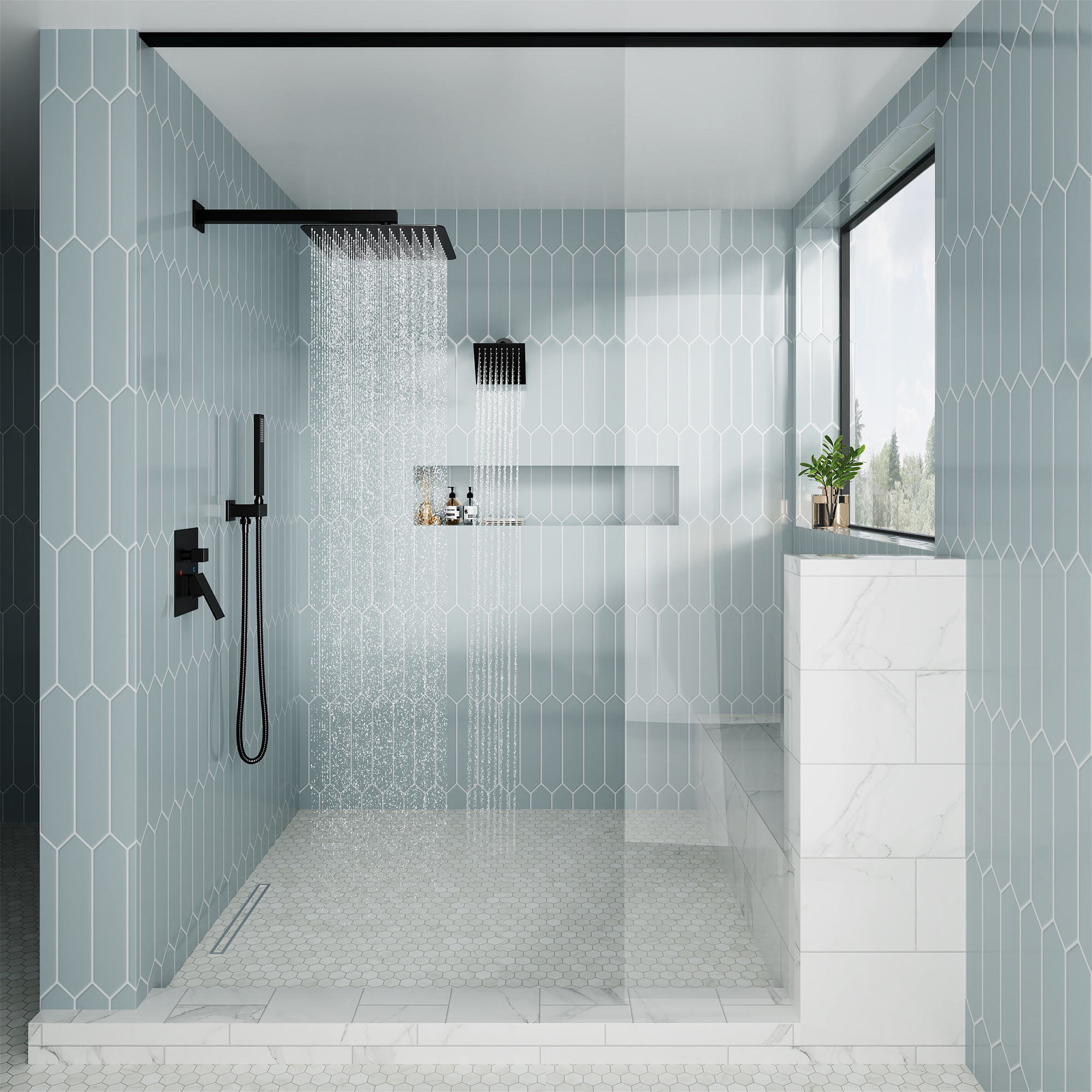 12-inch Dual Shower System with 3-Function & 6 Position Settings