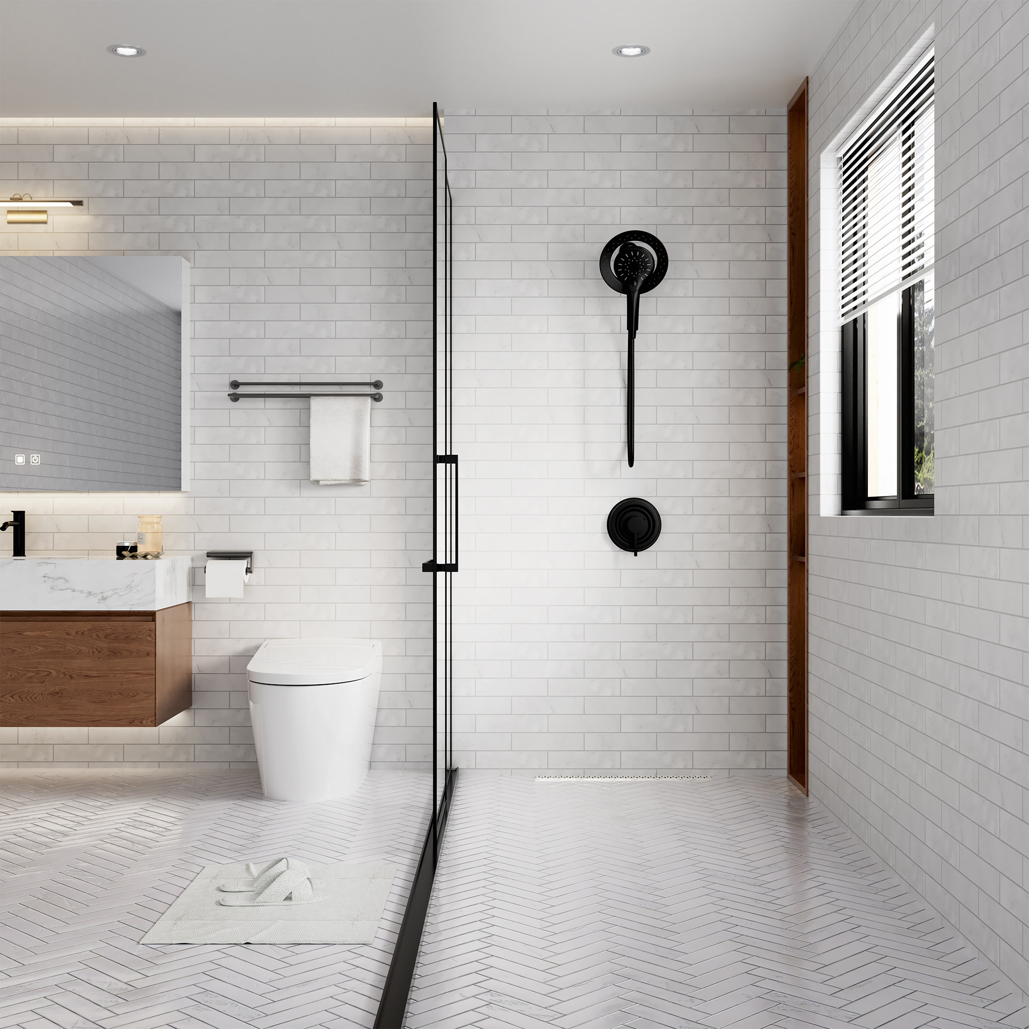 7-inch Magnetic Dual Shower System with 3-Function Hand Shower