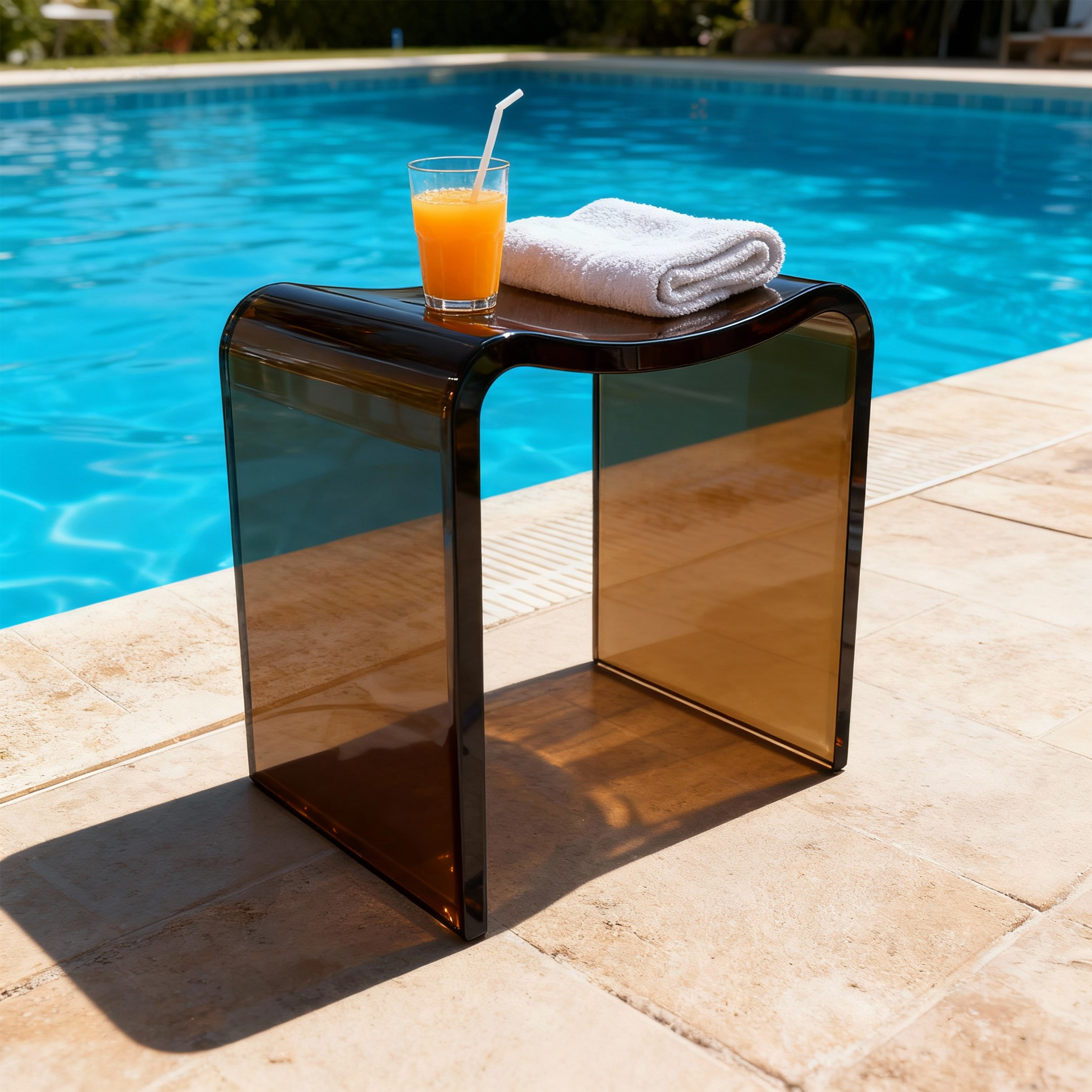 Resin Stone Freestanding Shower Stool with Gently Curved Seat