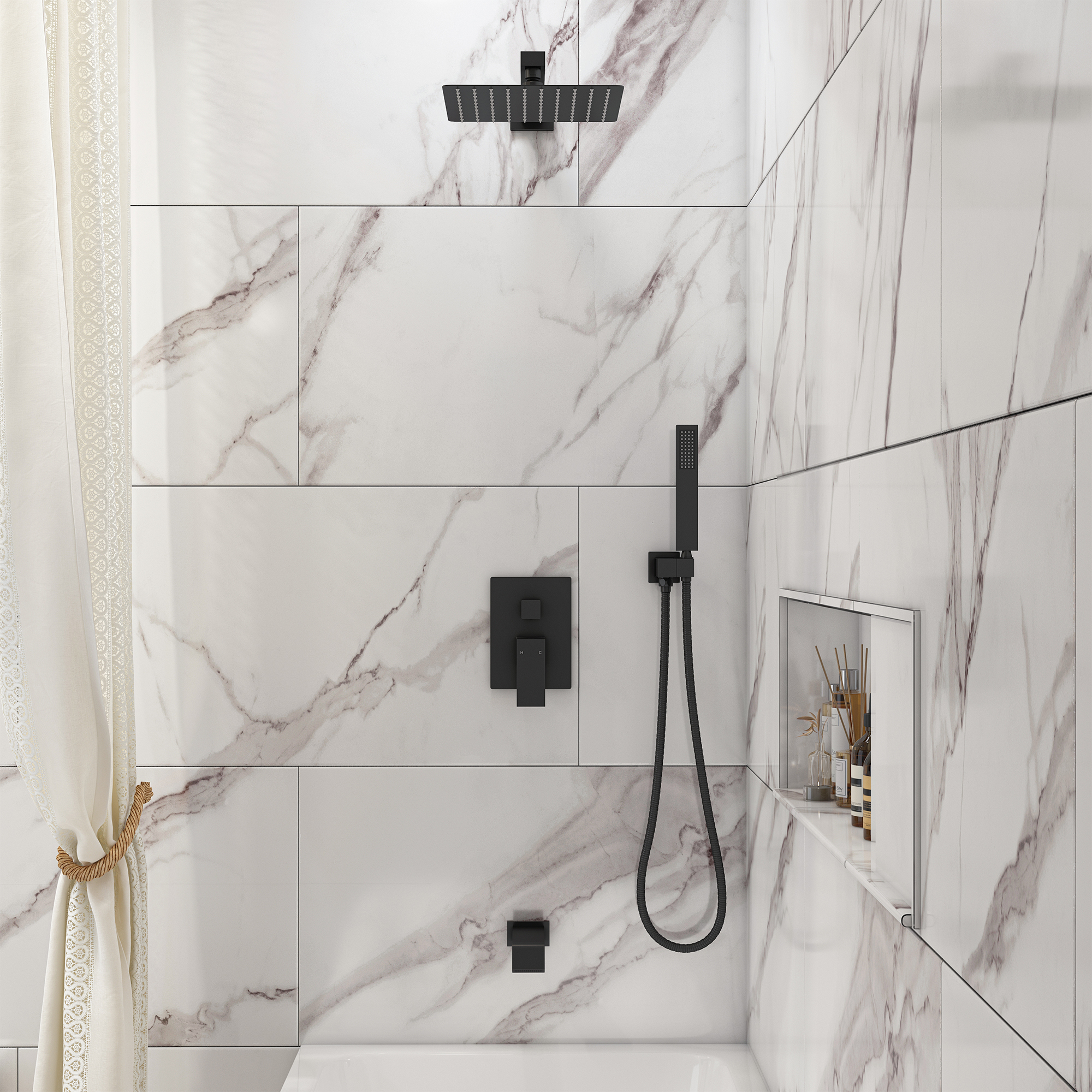 10" Three Function Pressure Balance Shower System with Valve Included