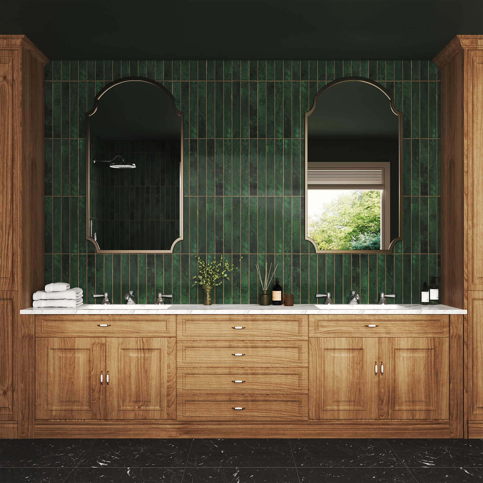 Polished Nickel 3-Hole Widespread Bathroom Faucet - HEXAGON