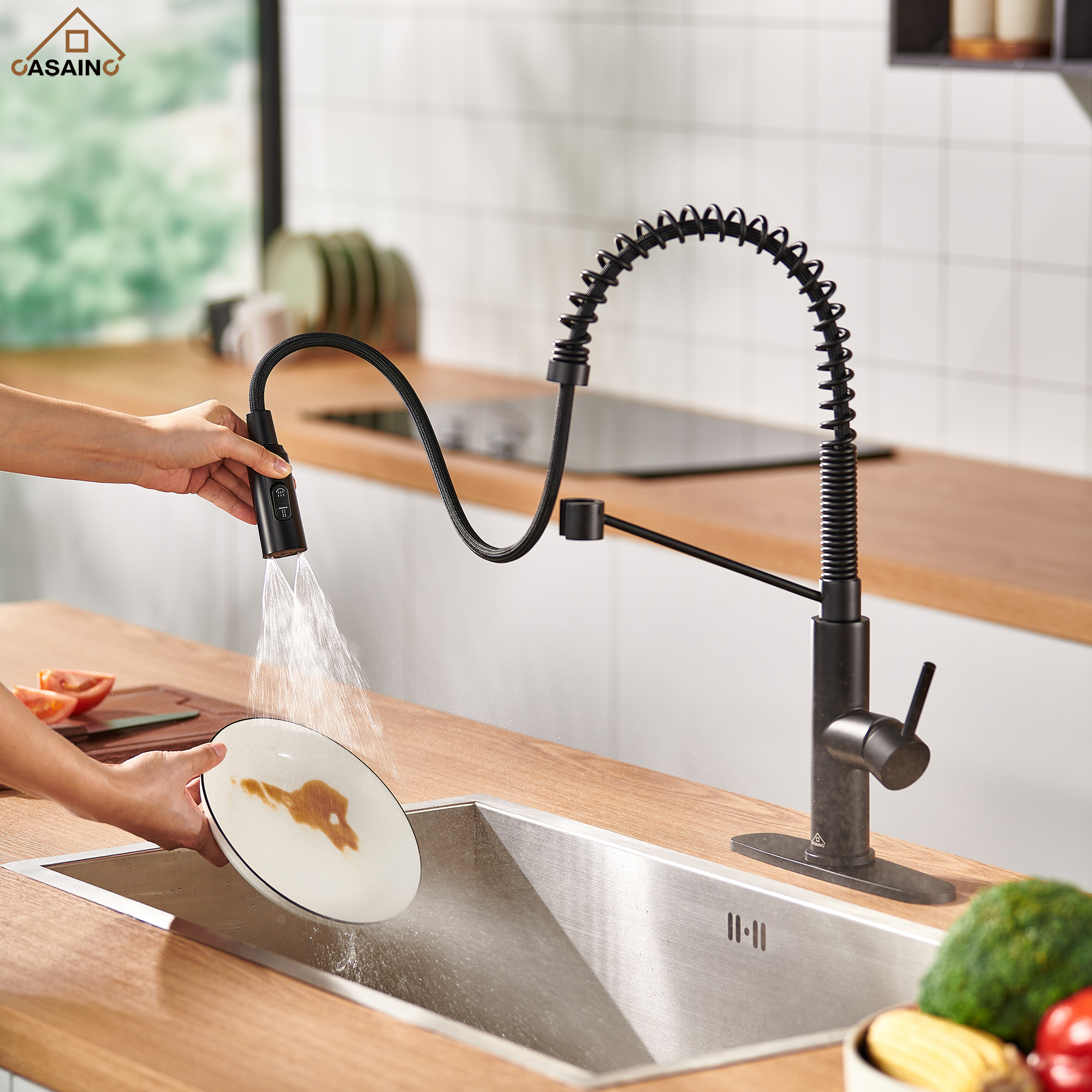 Commercial Style Pull-Down Single Handle 19" Kitchen Faucet