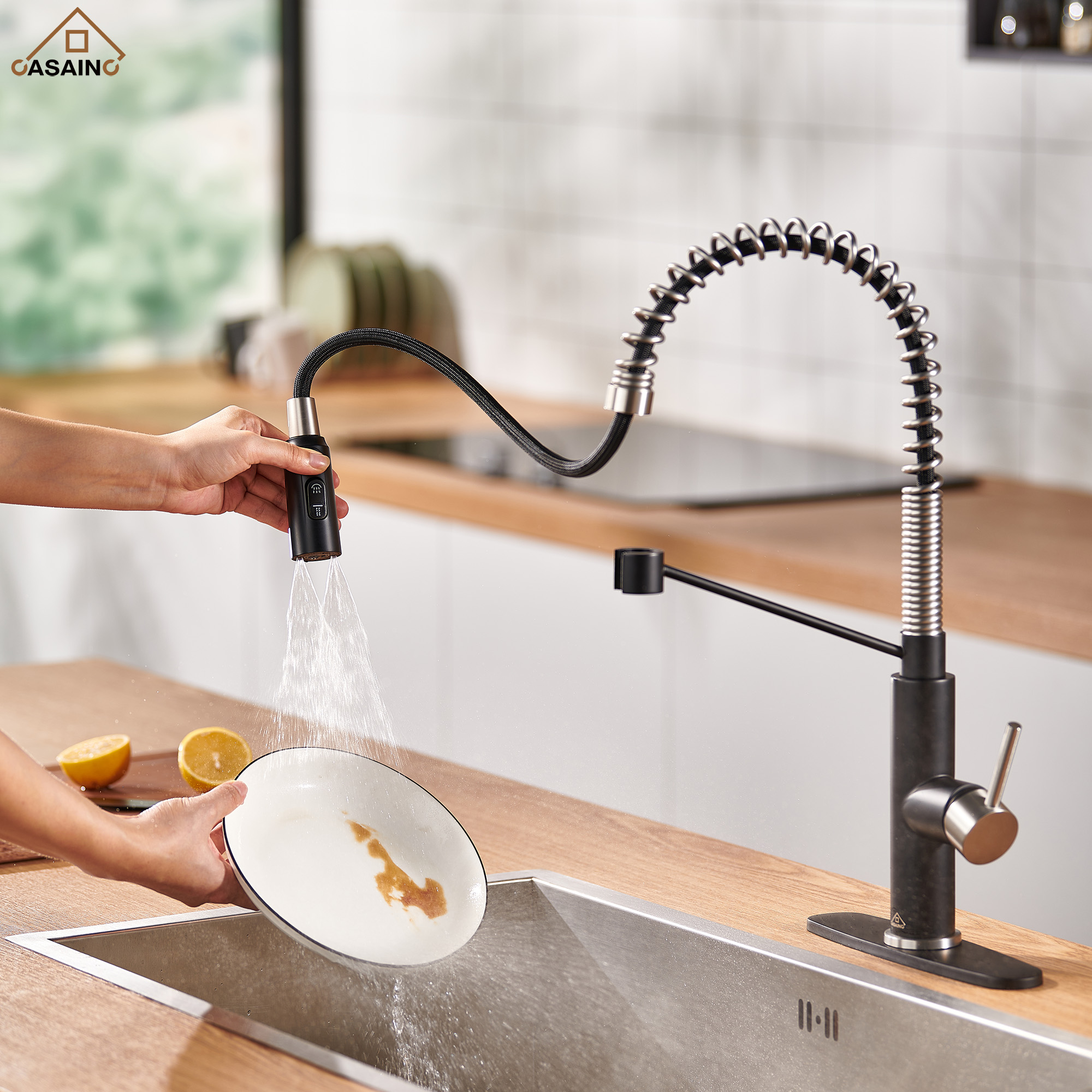 Commercial Style Pull-Down Single Handle 19" Kitchen Faucet