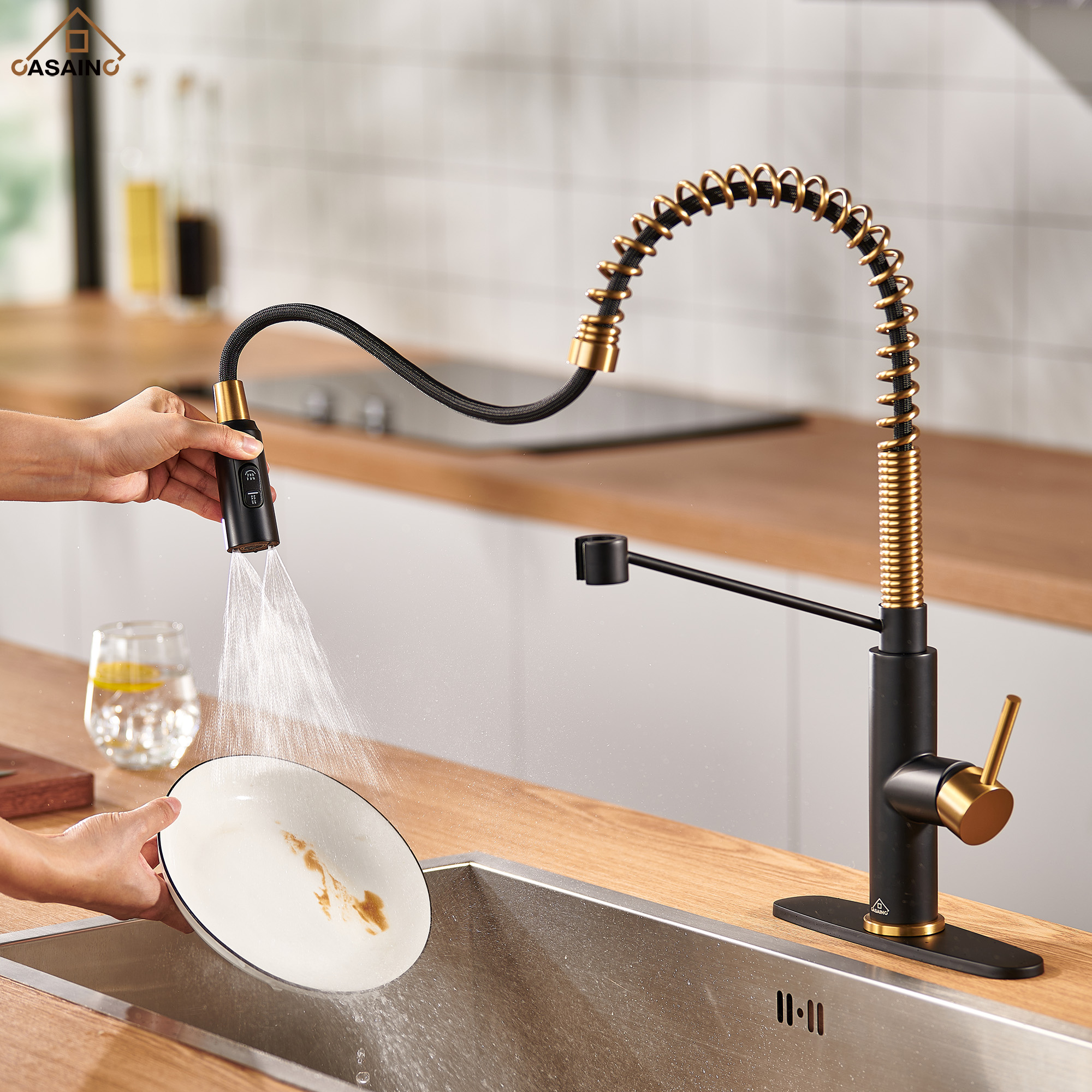 Commercial Style Pull-Down Single Handle 19" Kitchen Faucet