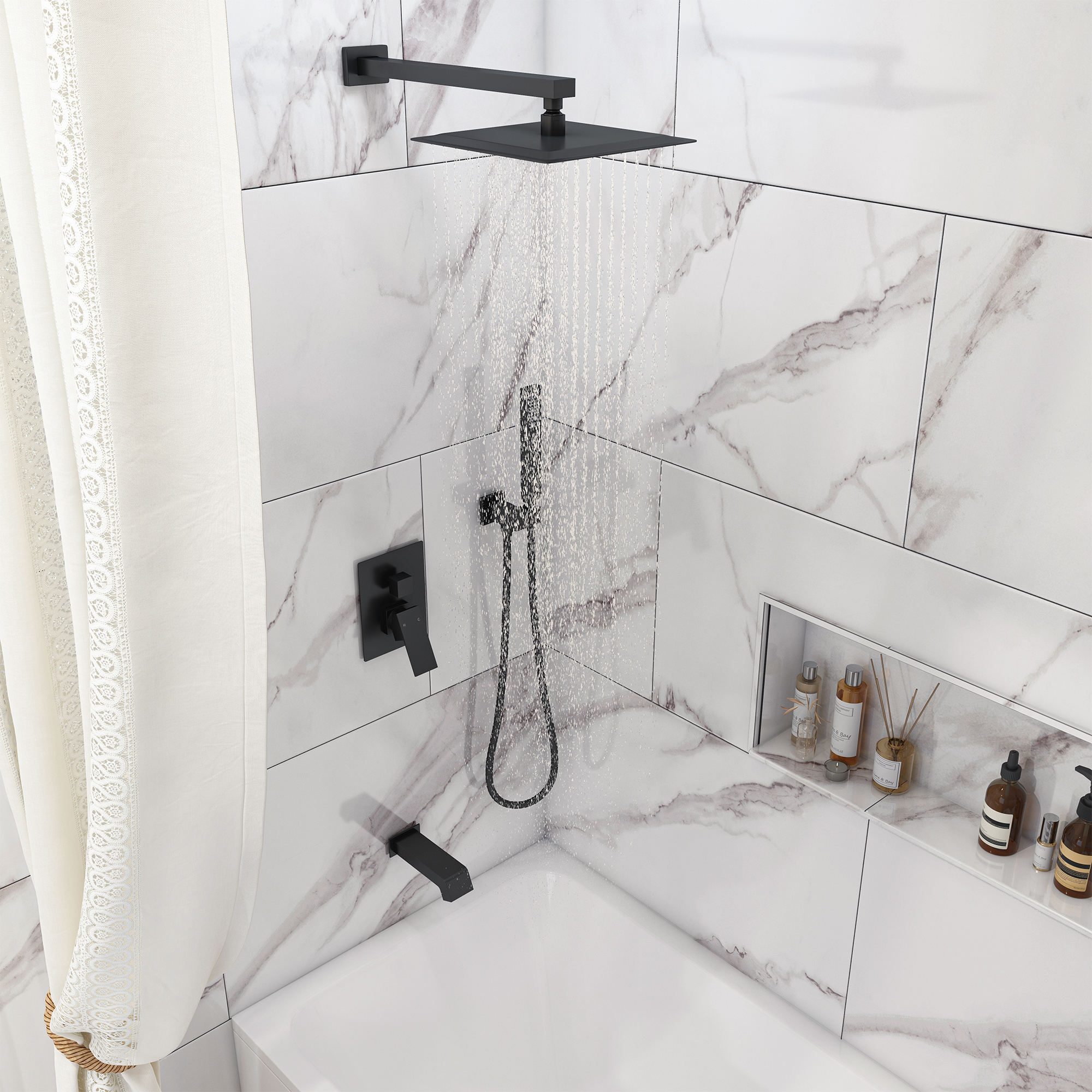 10" Three Function Pressure Balance Shower System with Valve Included