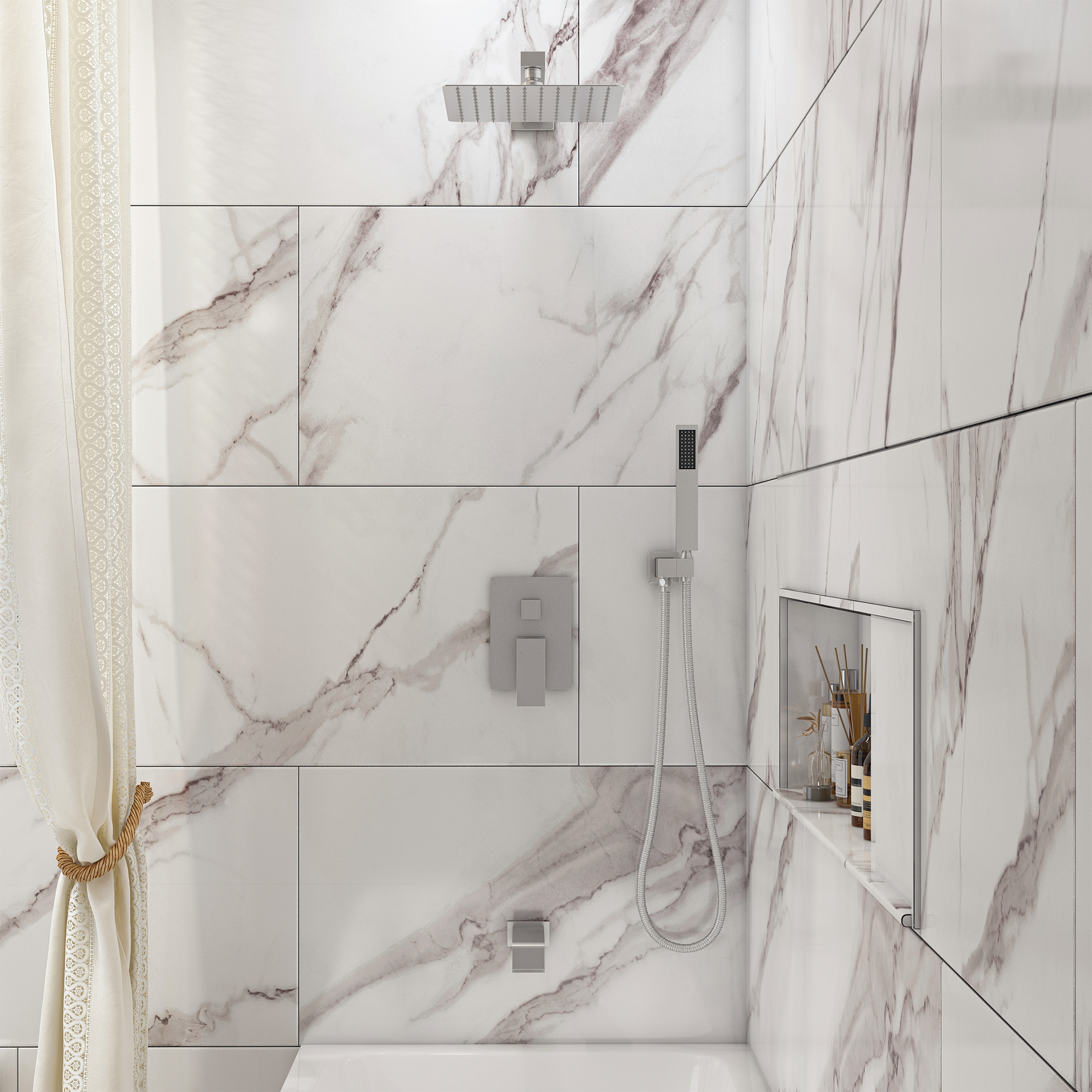 10" Three Function Pressure Balance Shower System with Valve Included