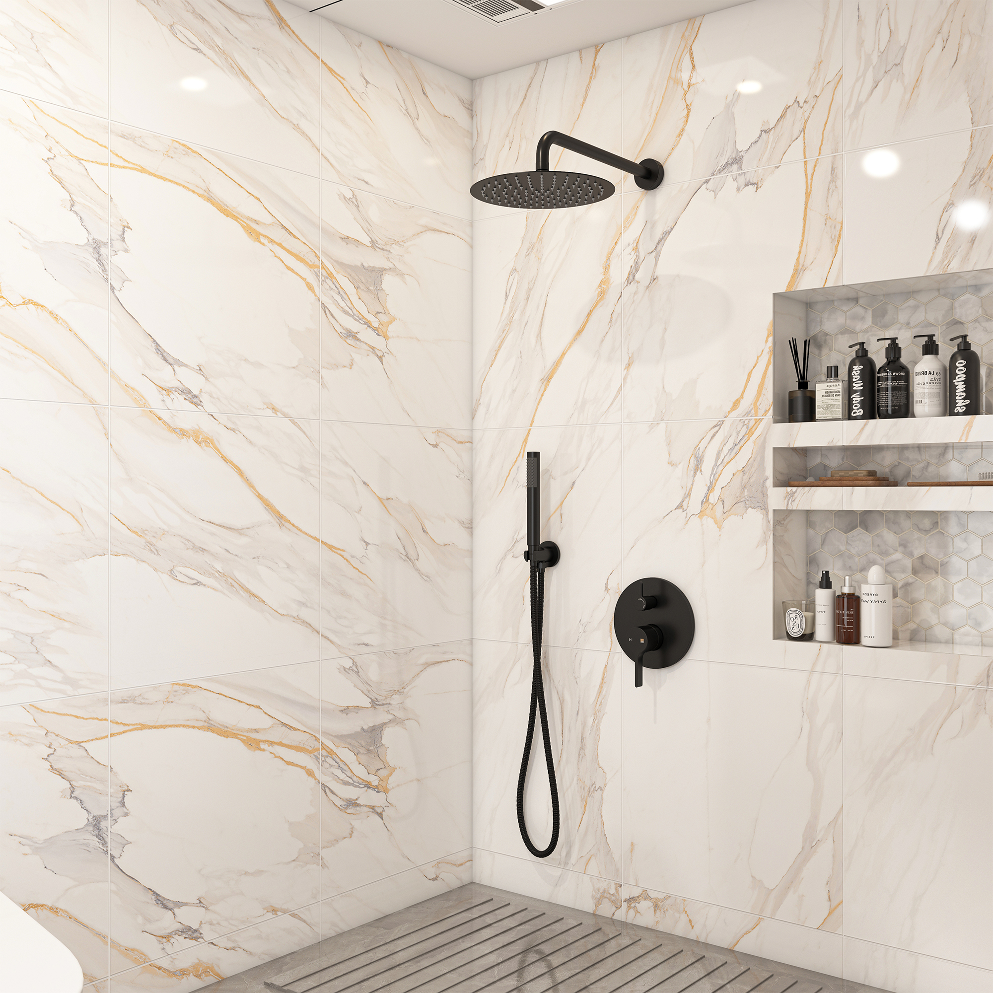 10" Round Shower System with Handheld Brass Showerhead