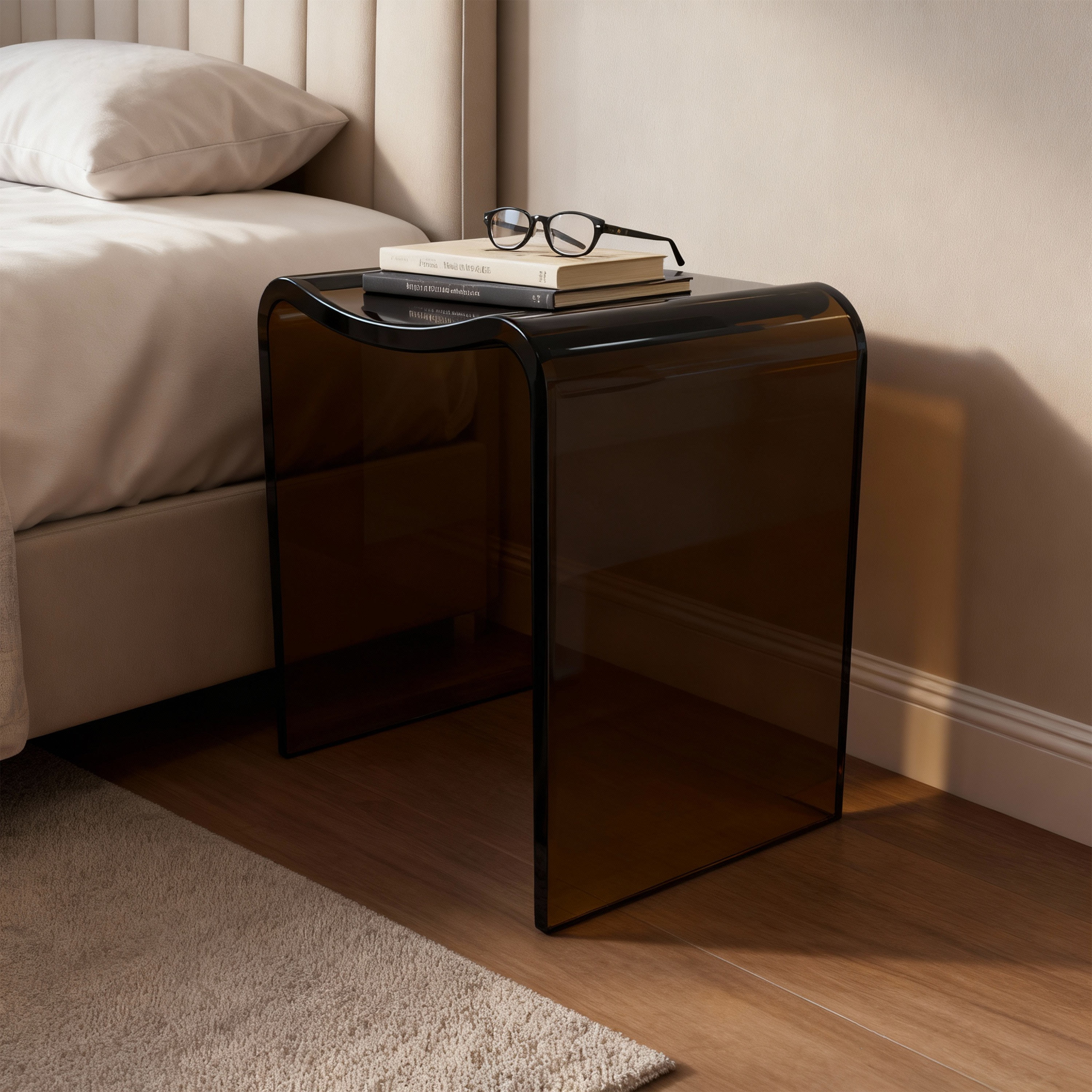 Resin Stone Freestanding Shower Stool with Gently Curved Seat