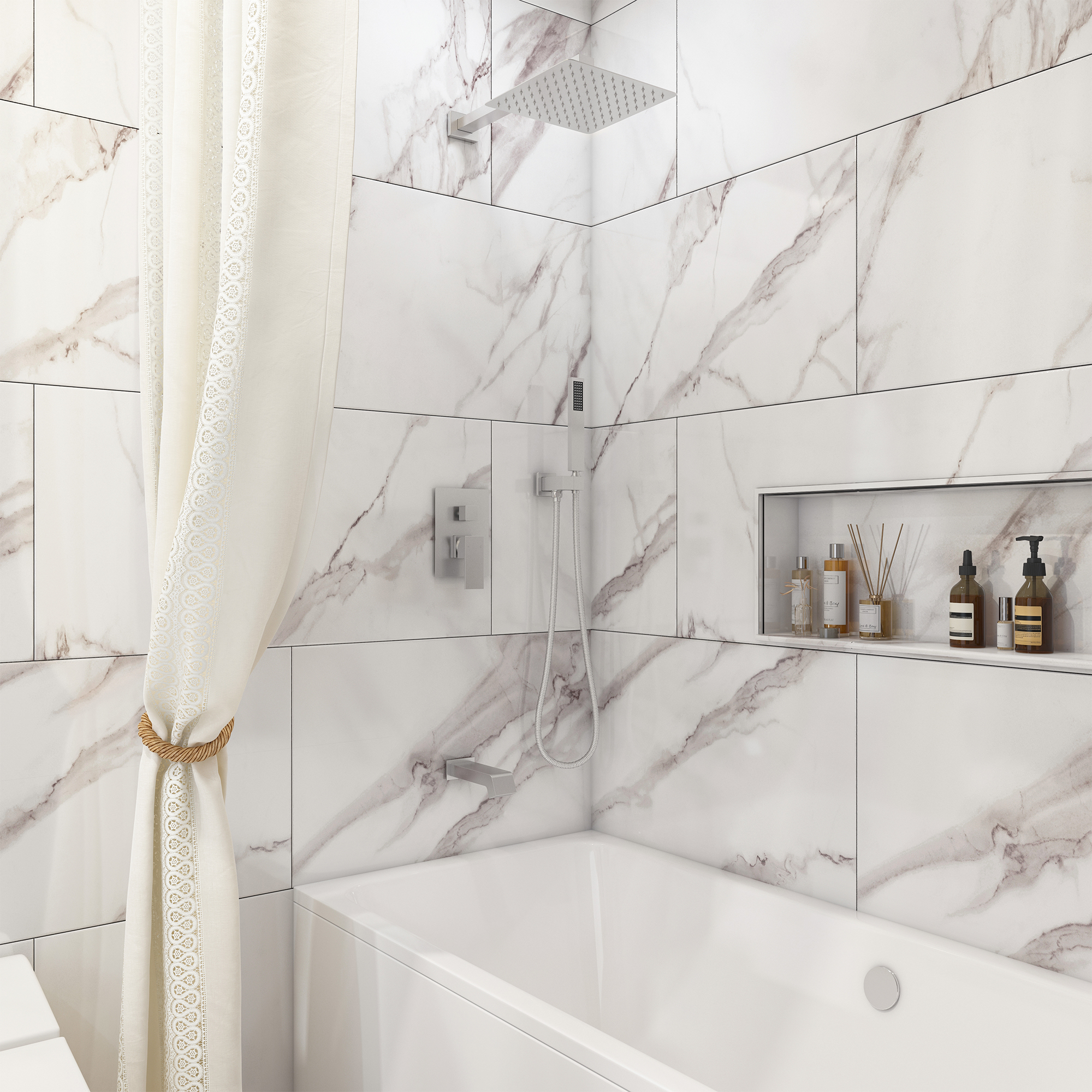 10" Three Function Pressure Balance Shower System with Valve Included