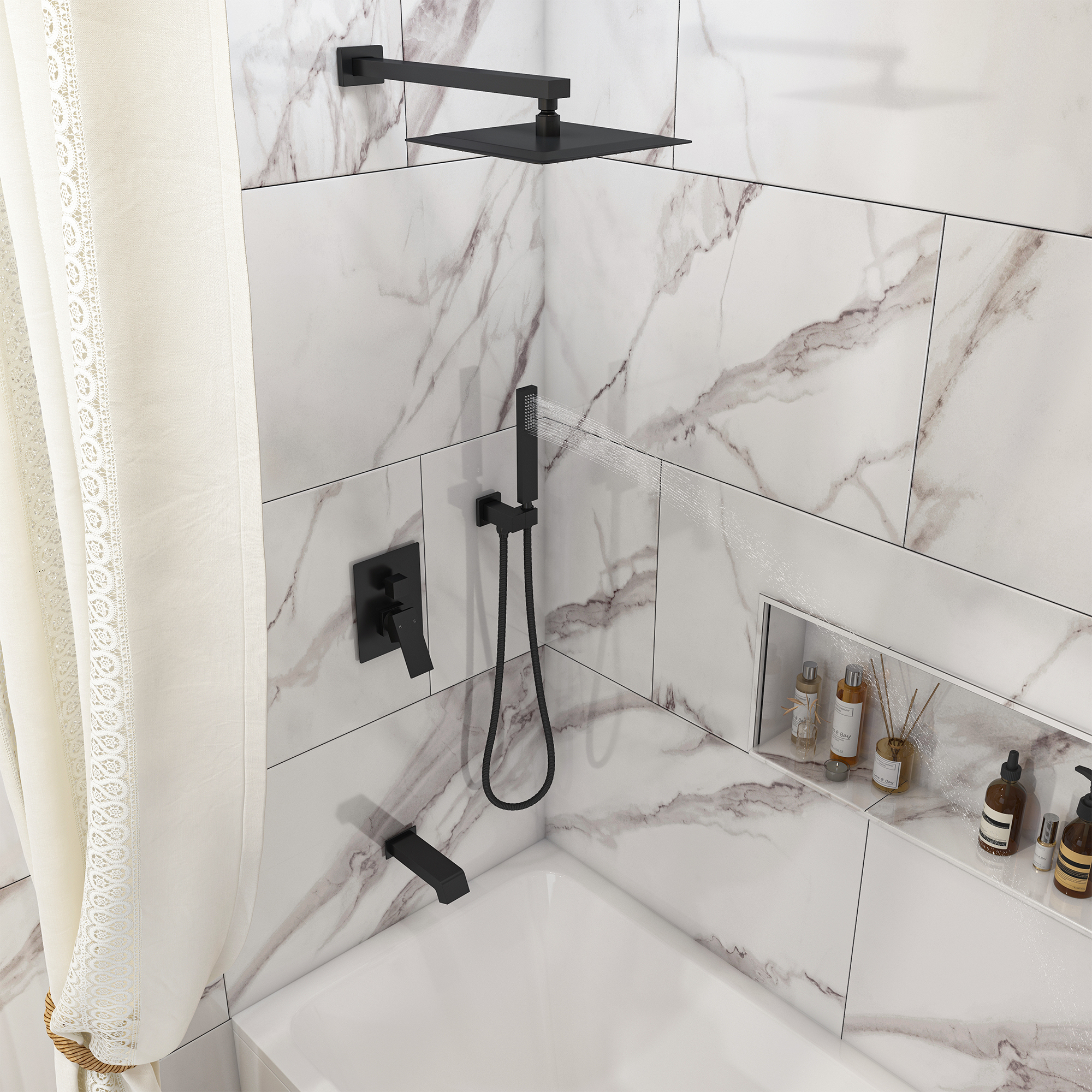 10" Three Function Pressure Balance Shower System with Valve Included