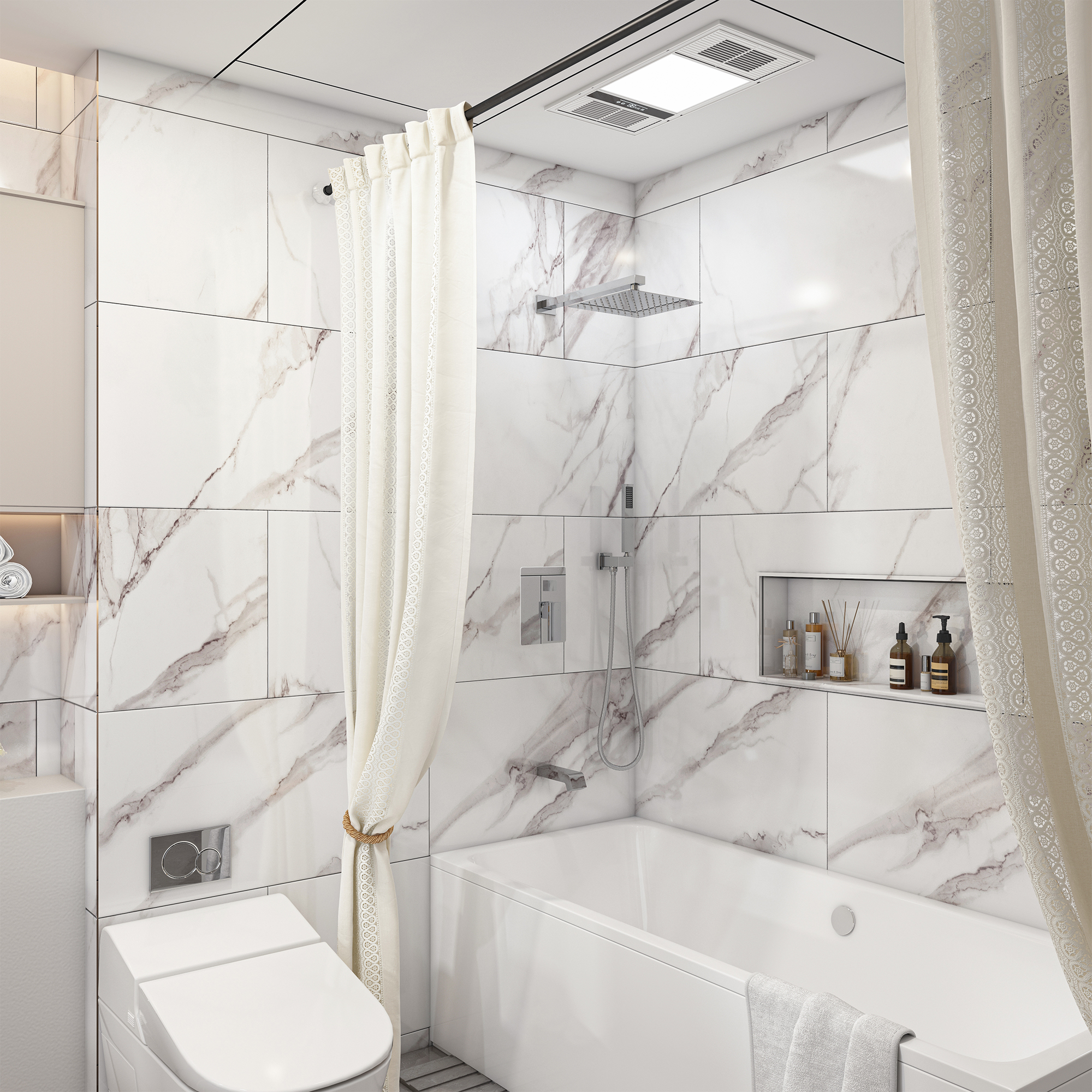 10" Three Function Pressure Balance Shower System with Valve Included