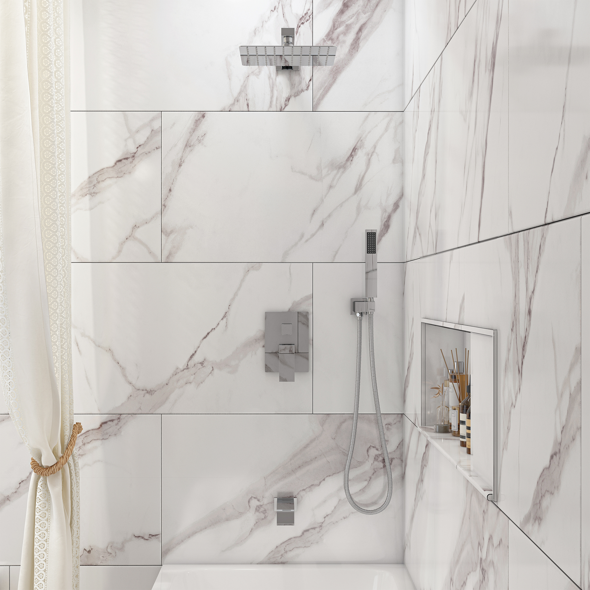 10" Three Function Pressure Balance Shower System with Valve Included