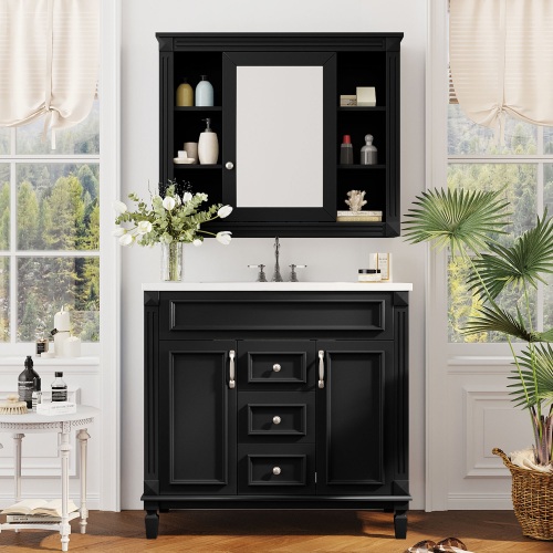 36'' Single Sink Freestanding Bathroom Vanity with 2 Soft Closing Doors and 2 Drawers