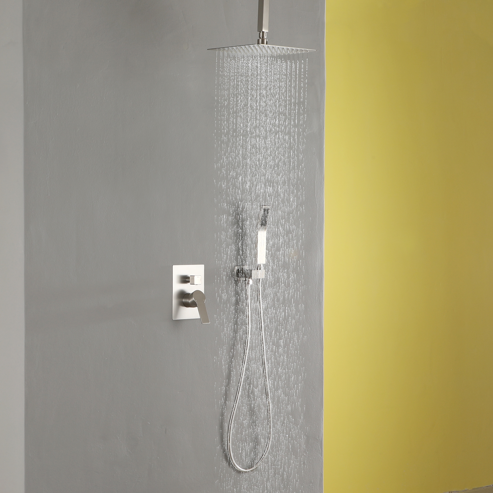 10" Ceiling-Mount Rain Shower System with Handheld Shower in Brushed Nickel
