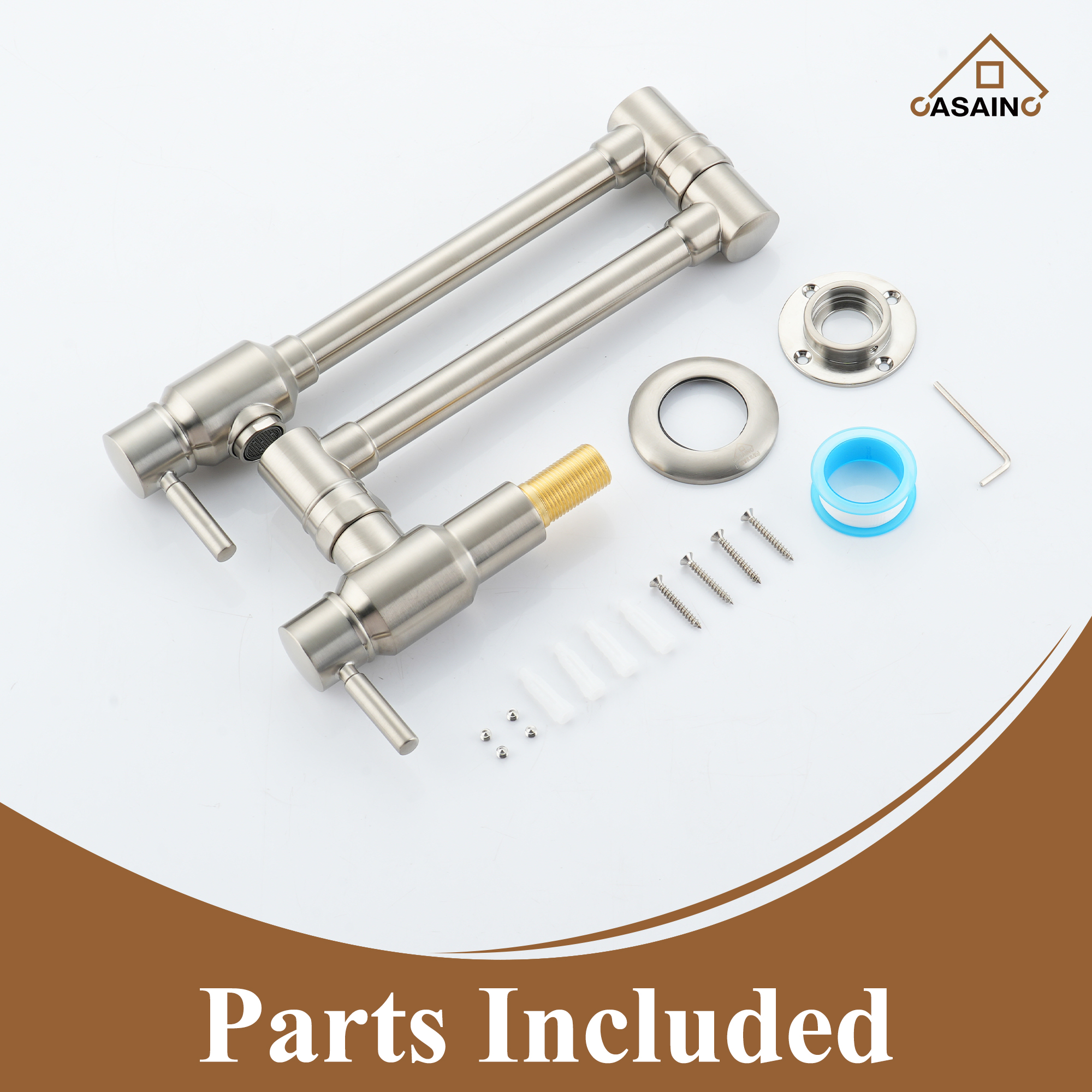 Double Handles Wall-Mounted Folding Pot Filler Space-Saving