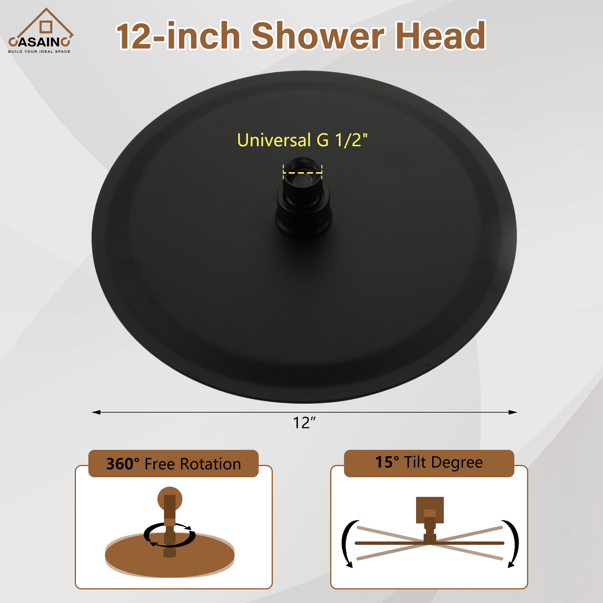 10"/12" Round Rain Shower Head Stainless Steel Rain Showerhead
