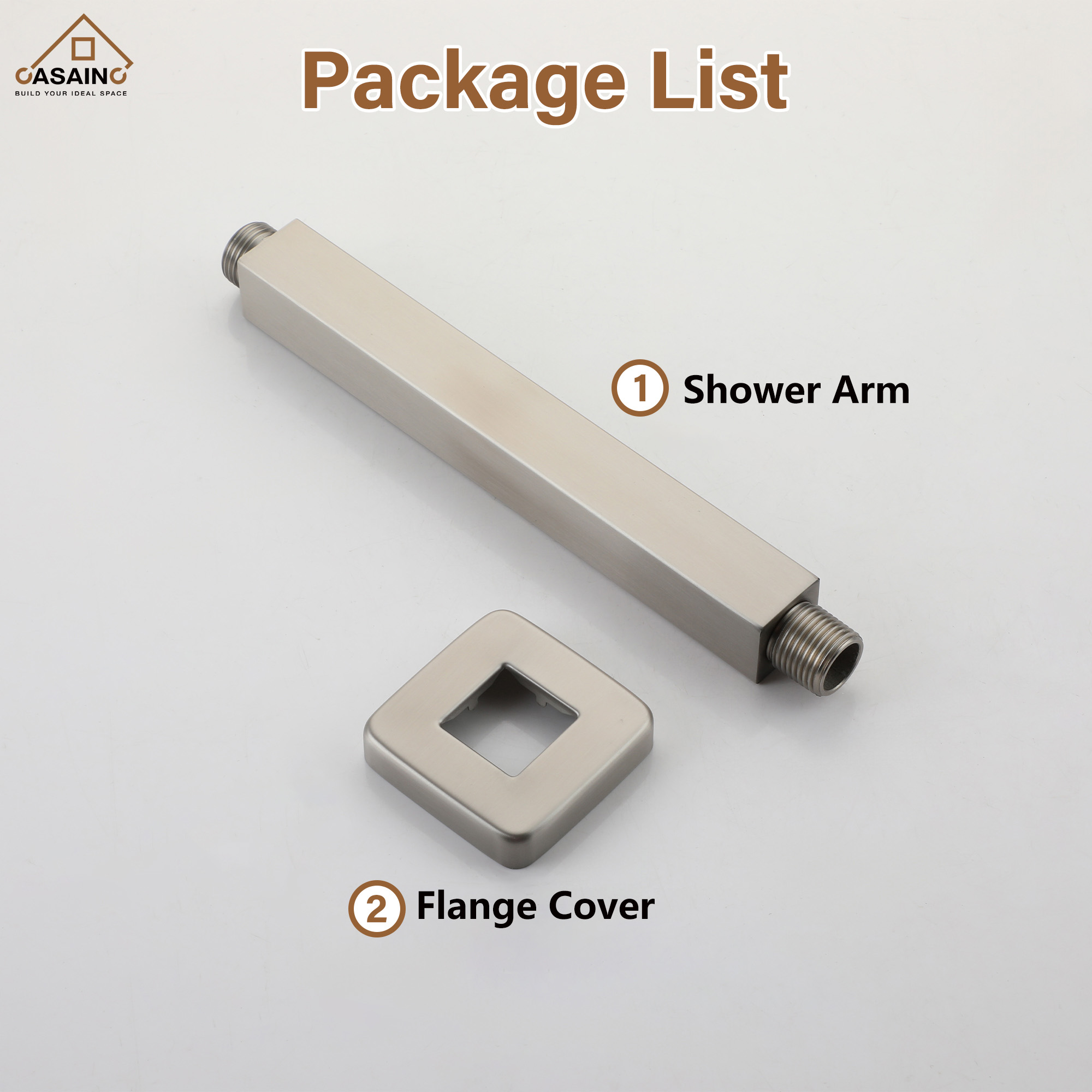 7.87"/11.81" Square Ceiling-Mounted Shower Arm with Flange Cover