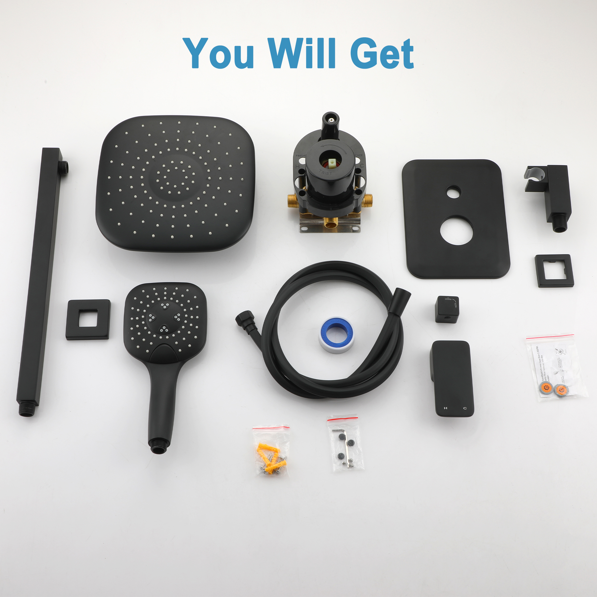 9-inch 2-Function Wall-Mounted Shower System with Handheld Shower