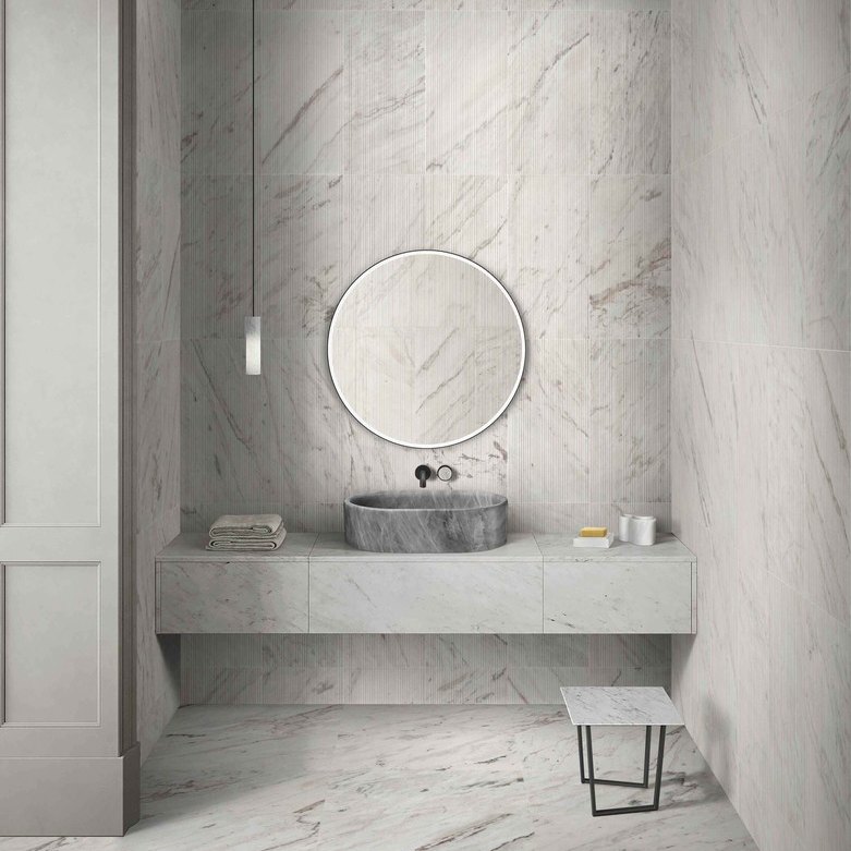 23.6" Natural Marble Vessel Sink with Polished Finish – Real Stone Bathroom Basin in  Beige Gold/White Natural/Gray/Green