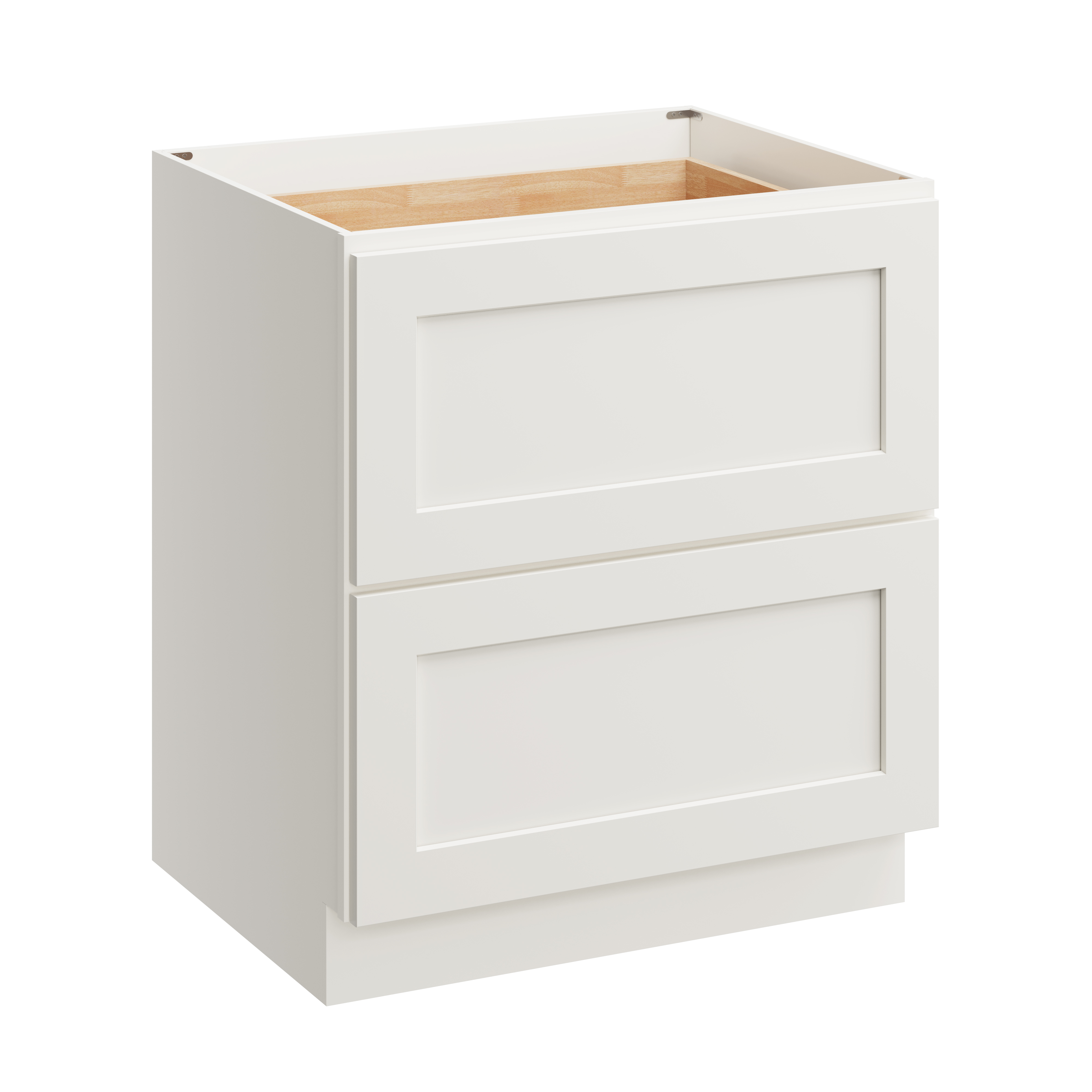 White Shaker RTA 30"W x 24"D x 34.5"H Base Cabinet with 2 Drawers