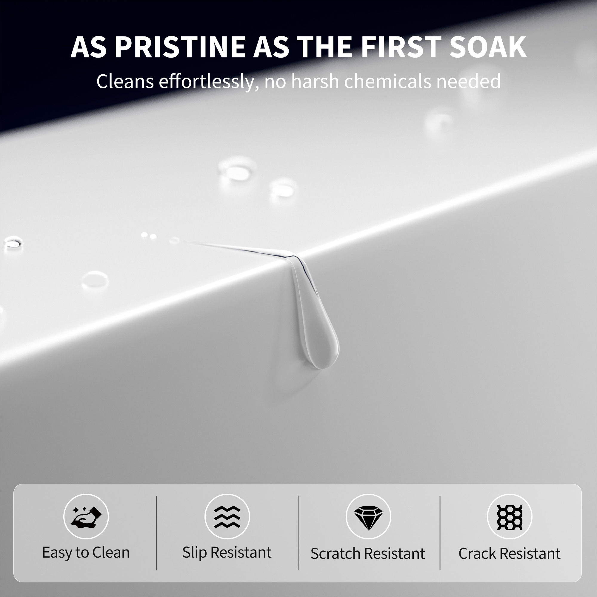 59" Luxury Handcrafted Freestanding Solid Surface Soaking Bathtub in Glossy White