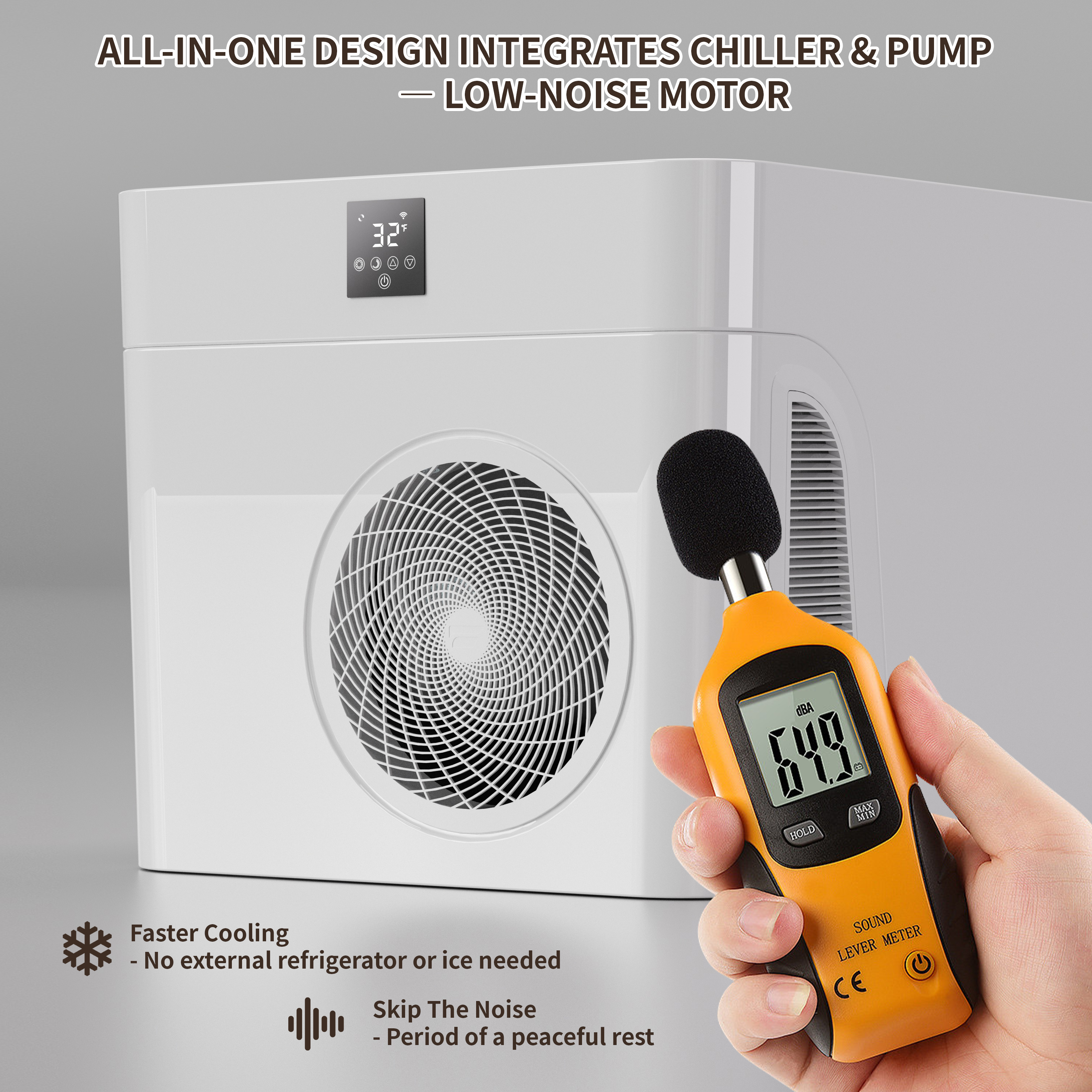 77" All-in-One Cold Plunge Tub with Built-In Chiller and Insulated Cover