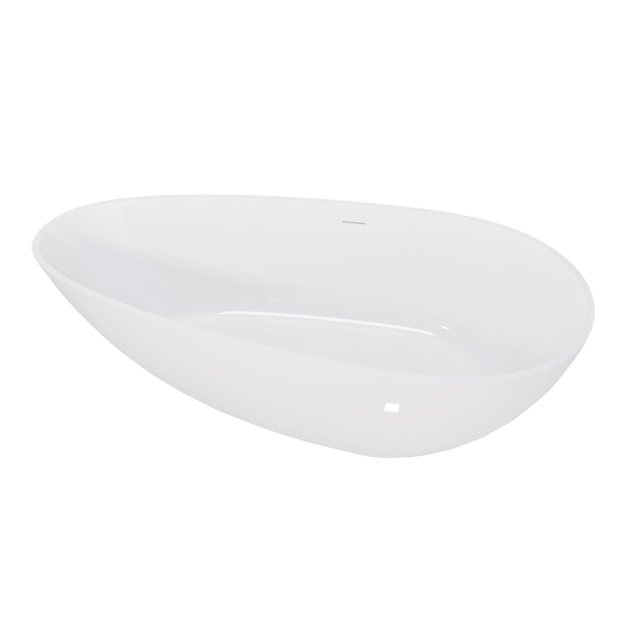 59" Luxury Handcrafted Freestanding Solid Surface Soaking Bathtub in Glossy White