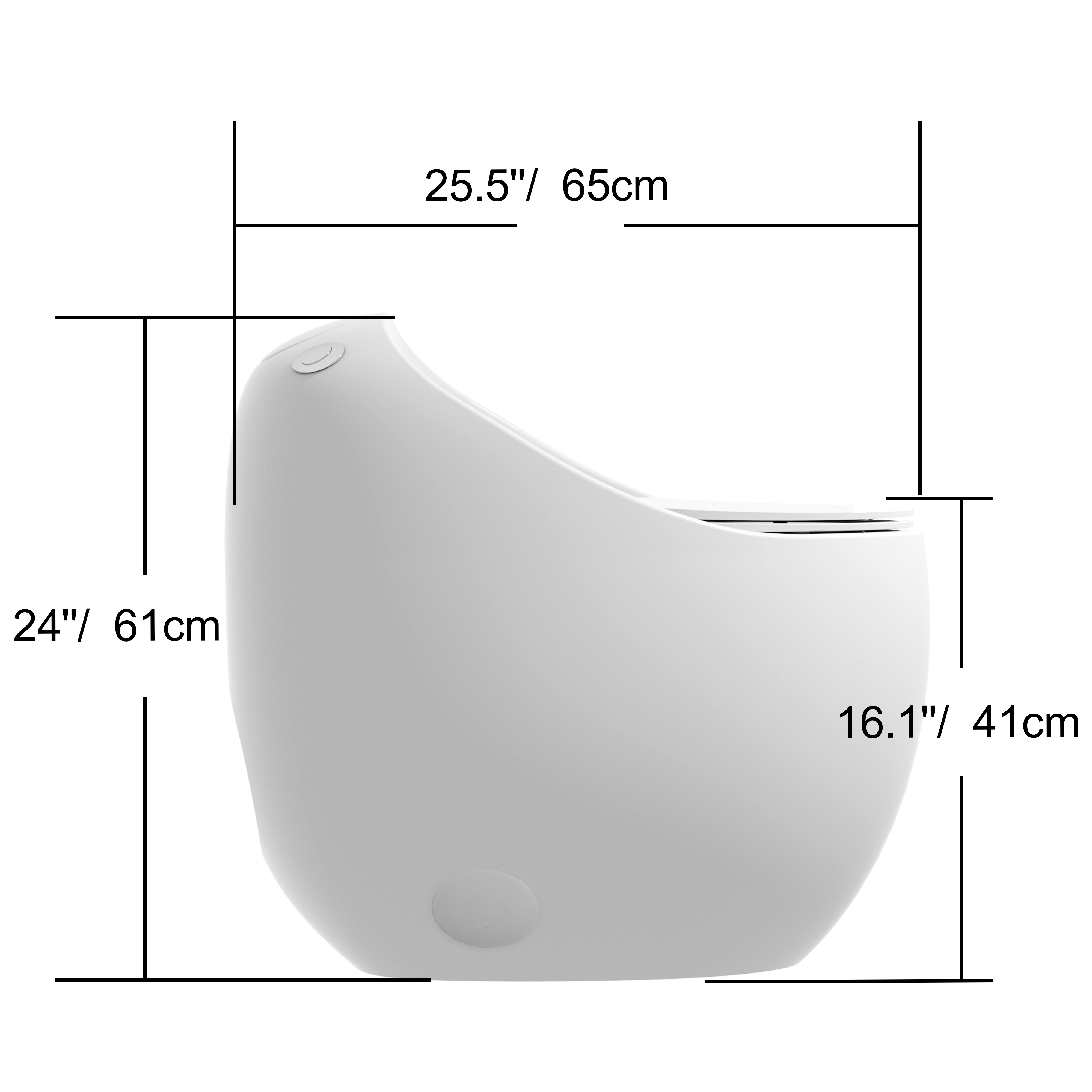 Egg Shape 1-Piece Toilet in Glossy White with 1.28 GPF Single Flush