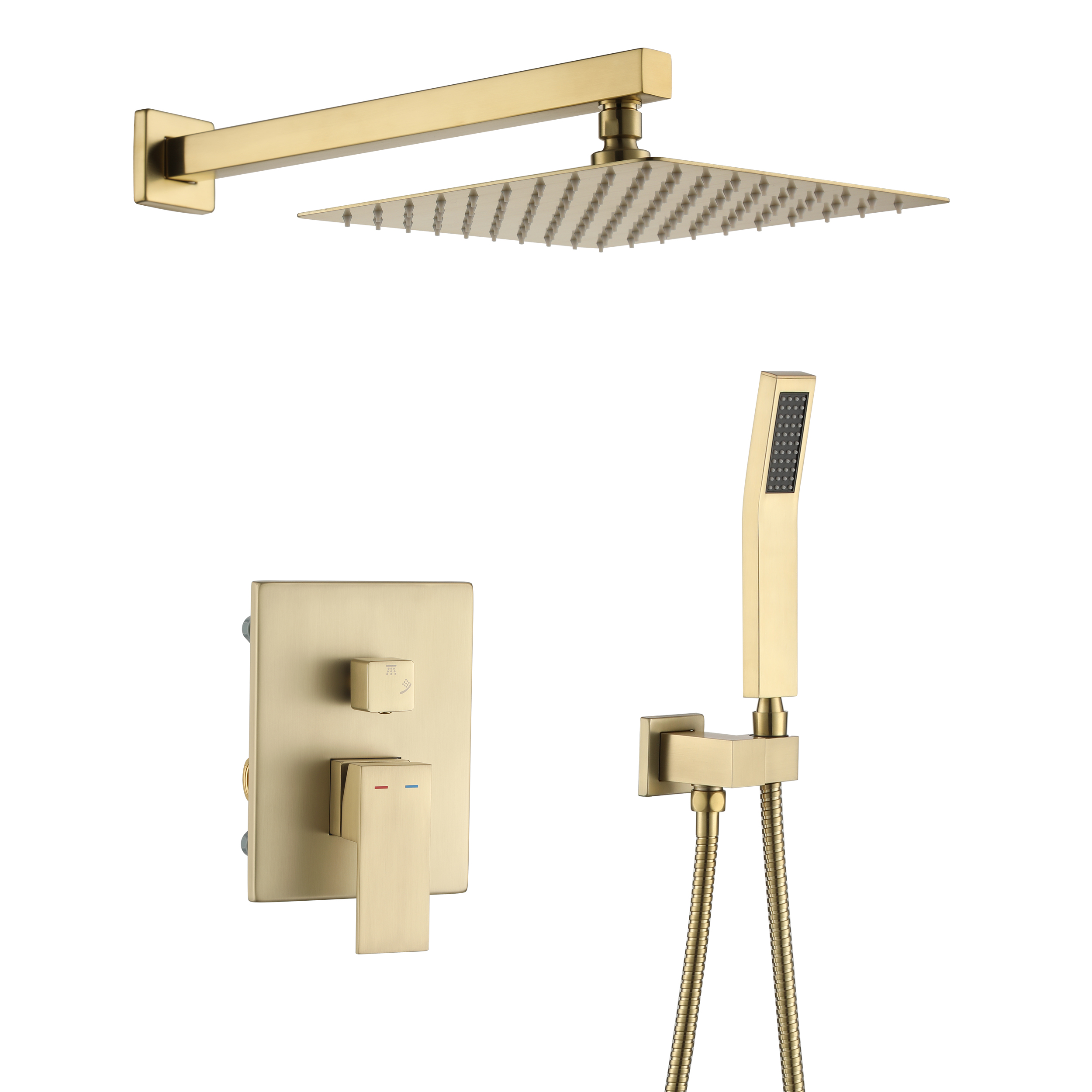 10" Brushed Gold Shower System with Hand Shower