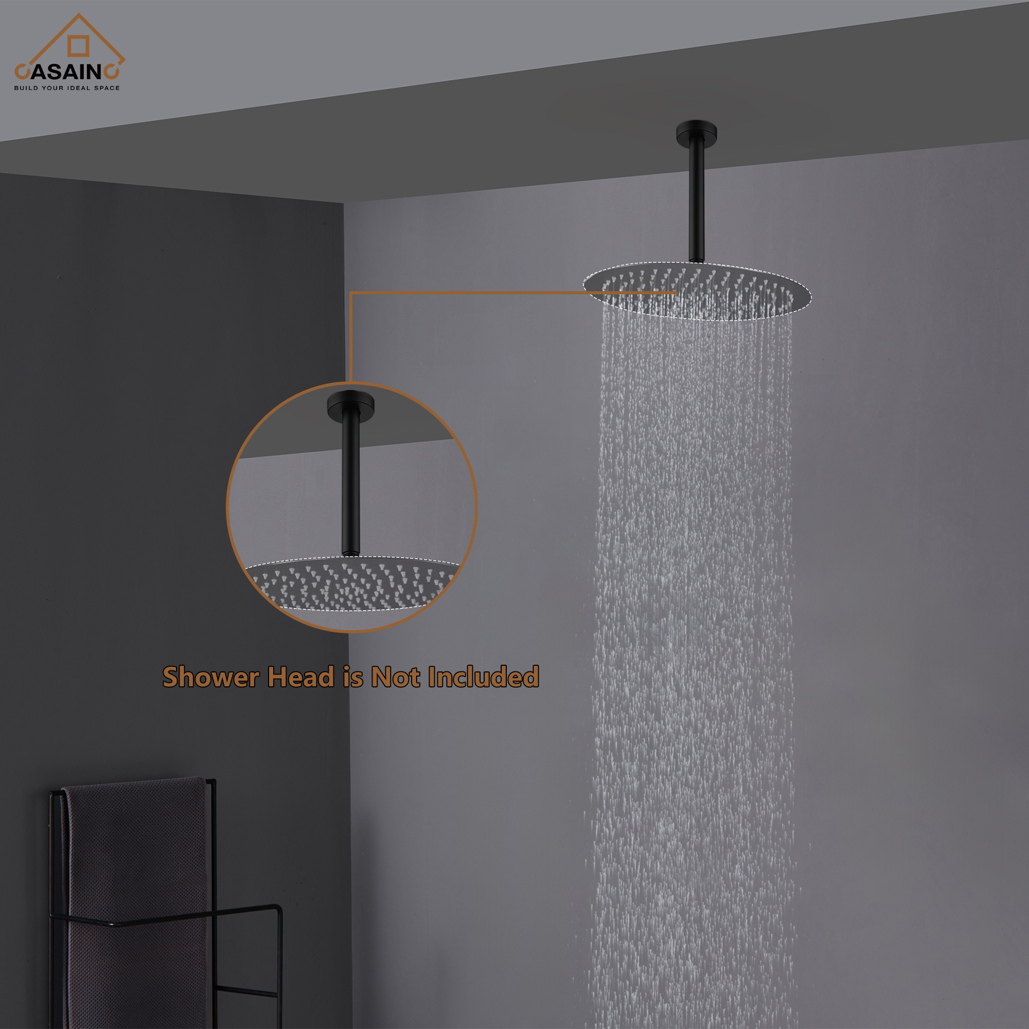 7.87"/11.81" Ceiling-Mounted Round Shower Arm with Flange Cover