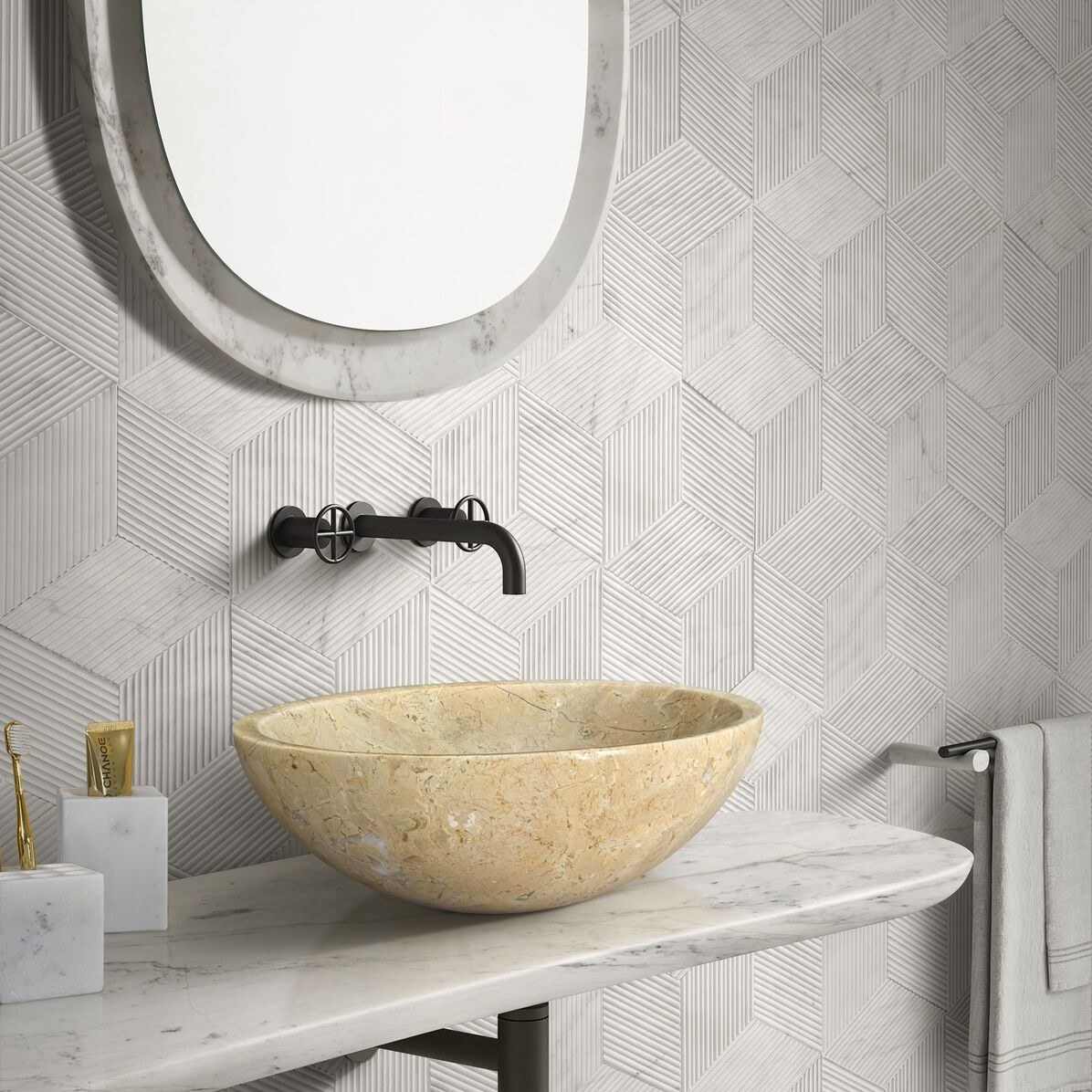 15.7" Polished Natural Marble Round Vessel Sink for Bathroom Countertops in Beige Gold/White Natural/Gray/Green