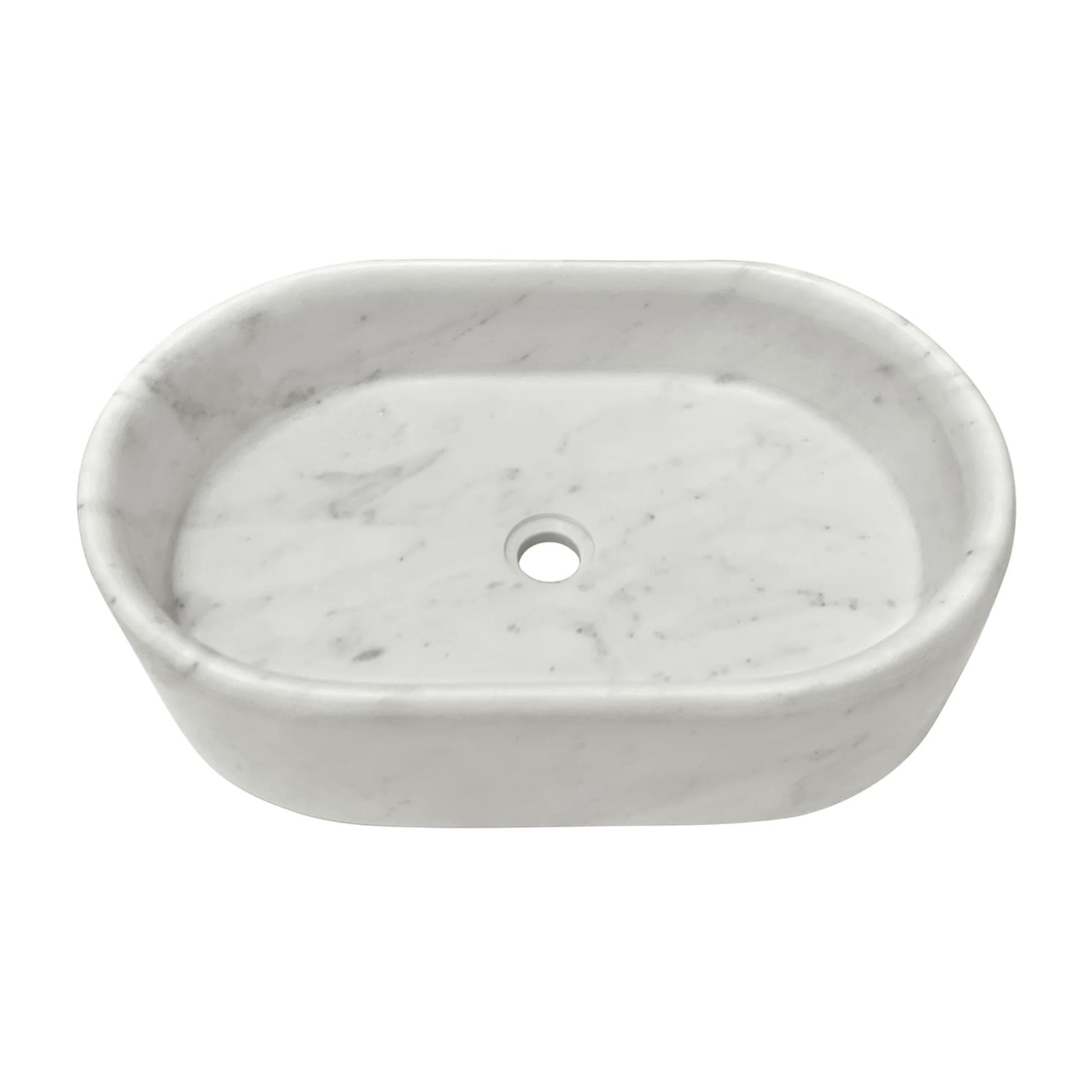 23.6" Natural Marble Vessel Sink with Polished Finish – Real Stone Bathroom Basin in  Beige Gold/White Natural/Gray/Green