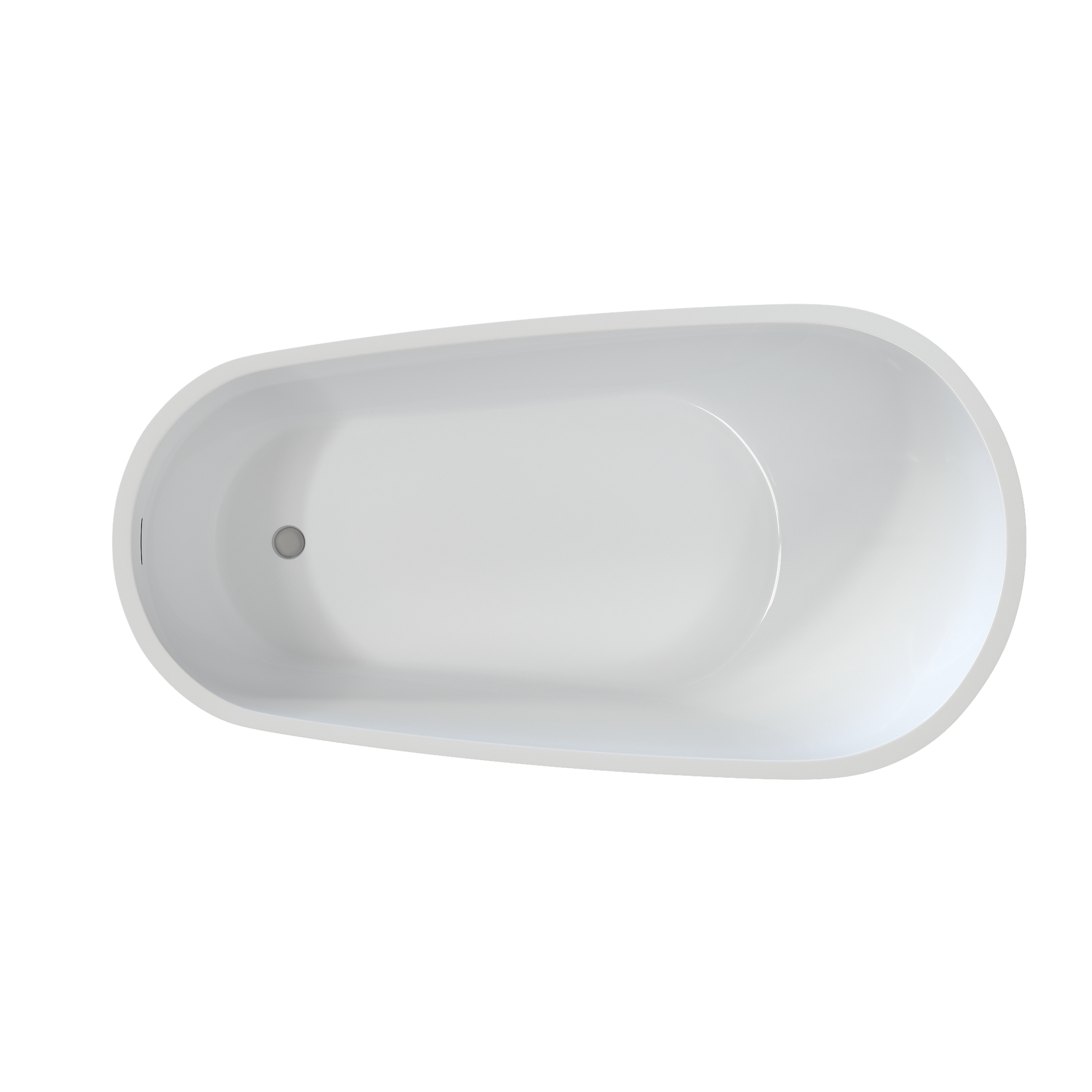 59" Glossy White Acrylic Freestanding Soaking Bathtub with Pop-Up Drain and Integrated Overflow