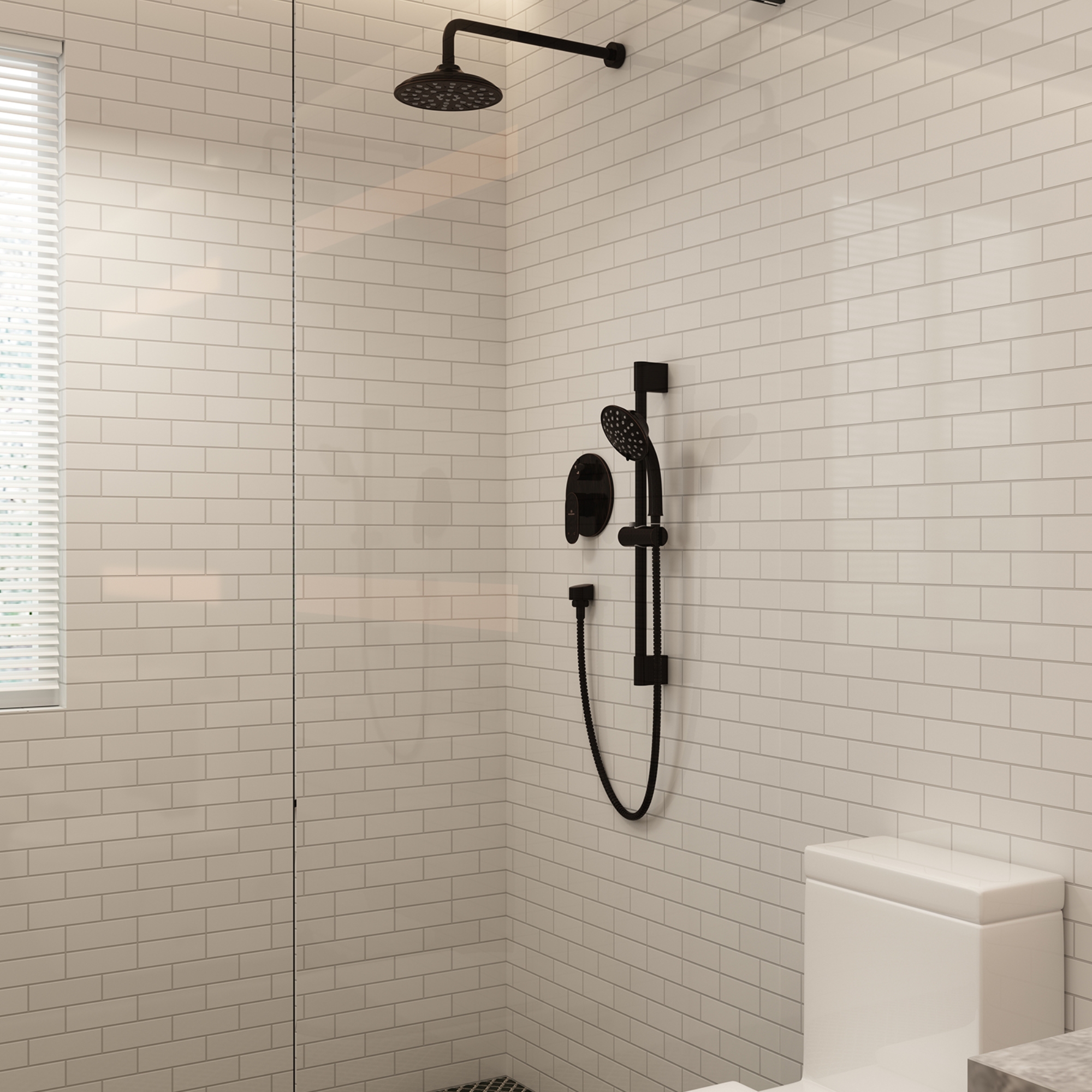 8-inch Rain Shower Head System with Pressure Balance Valve