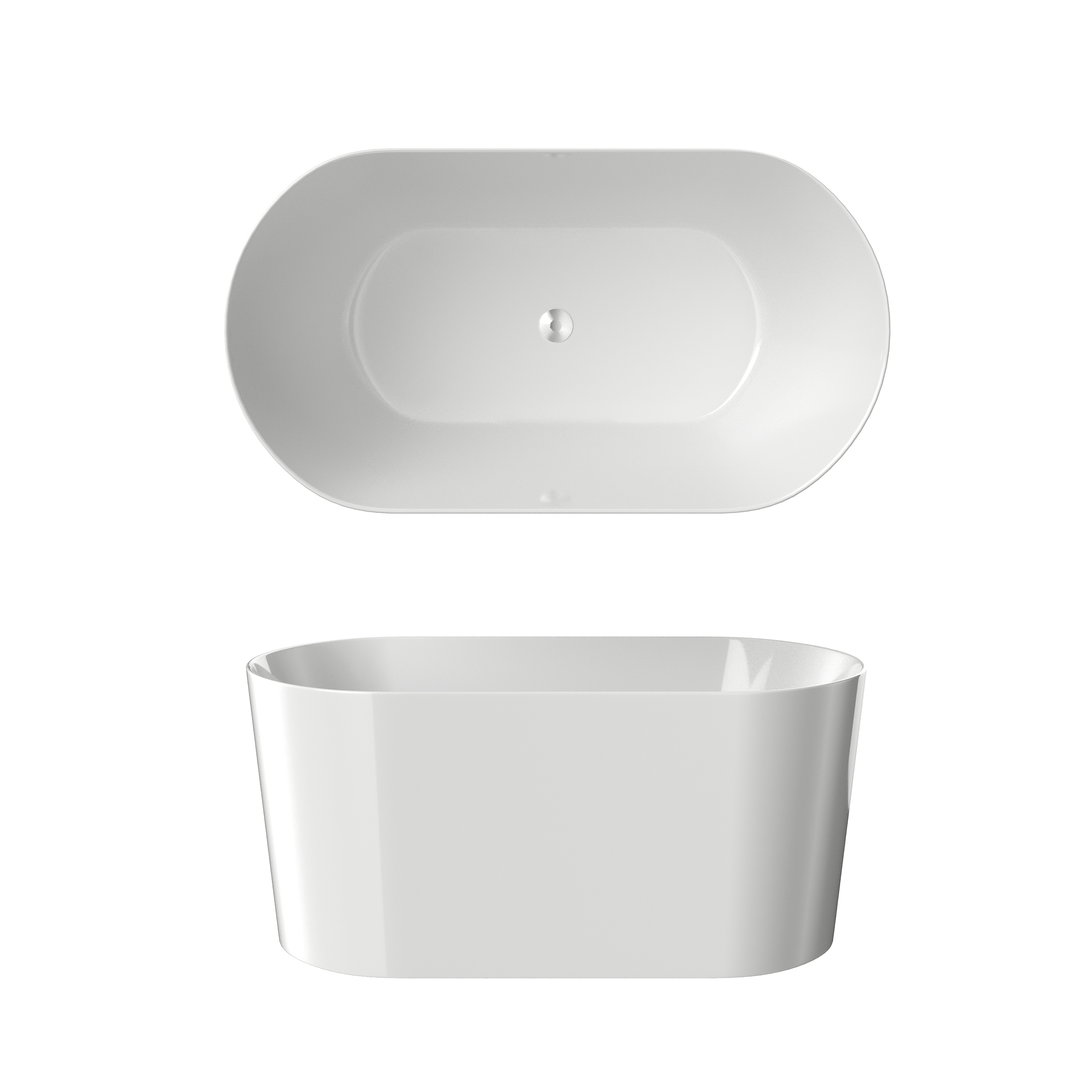 55" Acrylic Small  Freestanding Soaking Bathtub with cUPC Certified in Glossy White