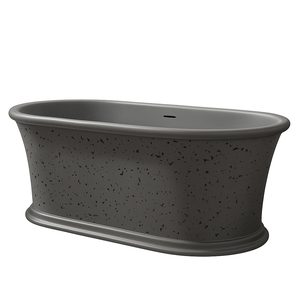 61" Hand-Polished Matte White Freestanding Bathtub with Pedestal Base - Tangent