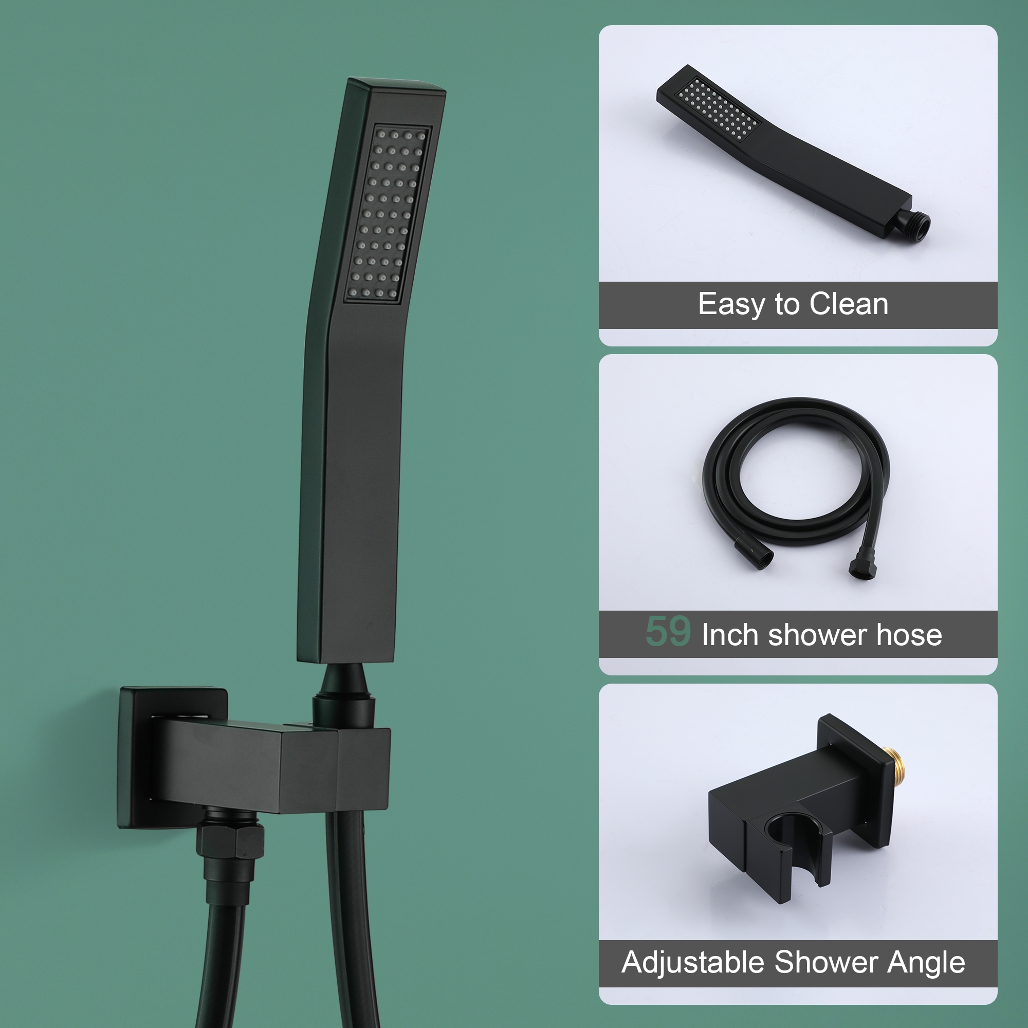 12" WallMount Shower System with Tub Spout in Matte Black