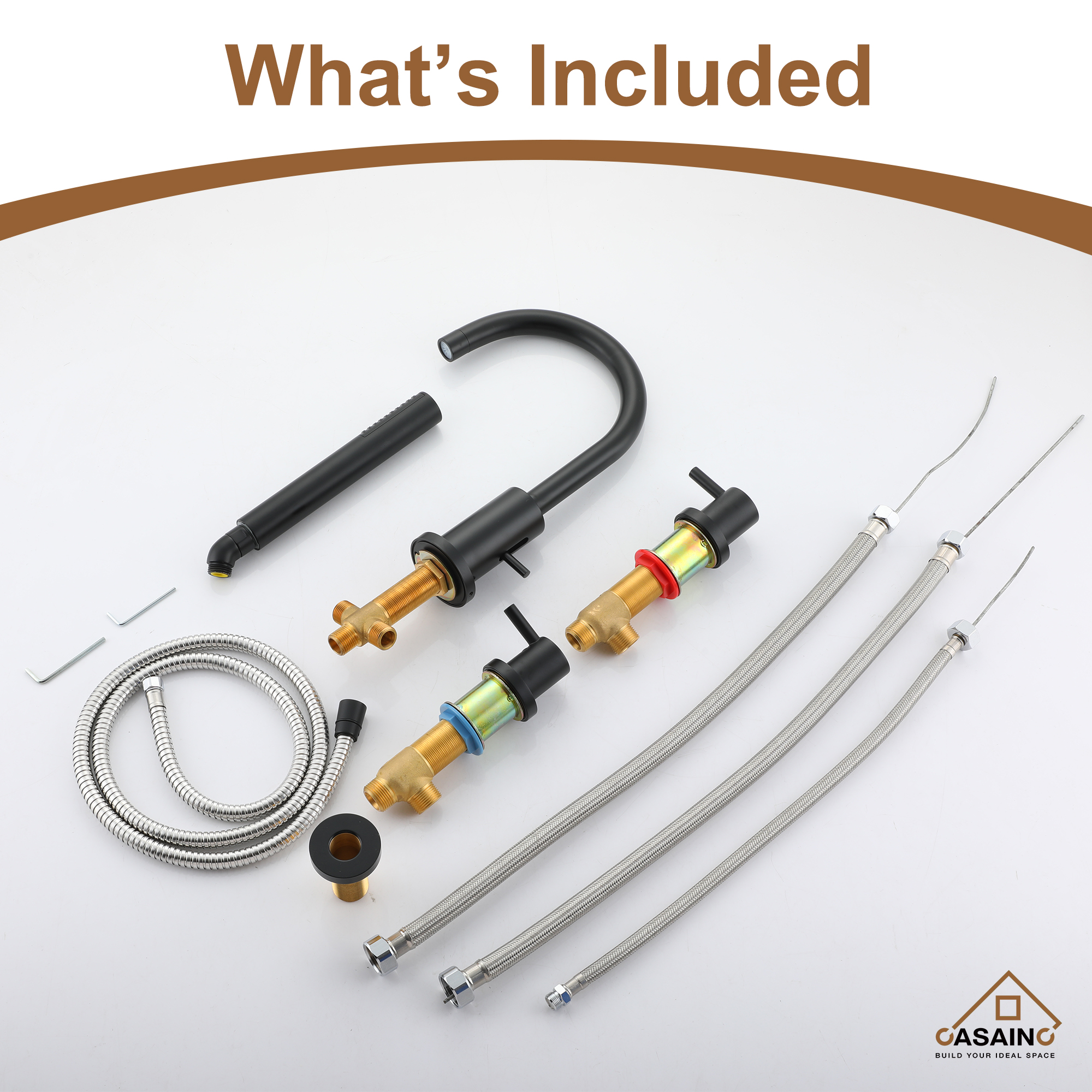 2-Handle Deck-Mount Roman Tub Faucet with Hand Shower in Matte Black