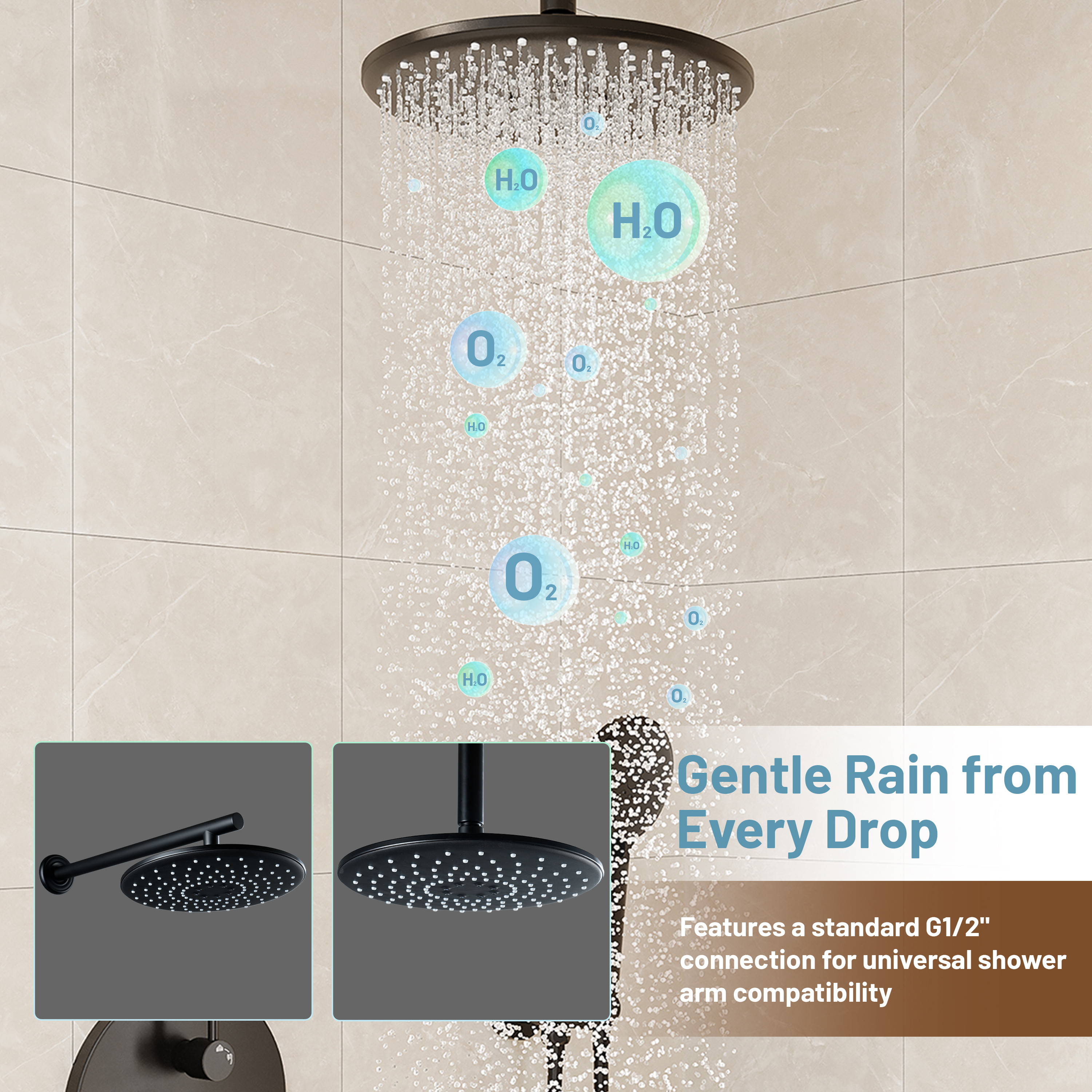 10-Inch Round High Pressure ABS Shower Head Rainfall Showerhead