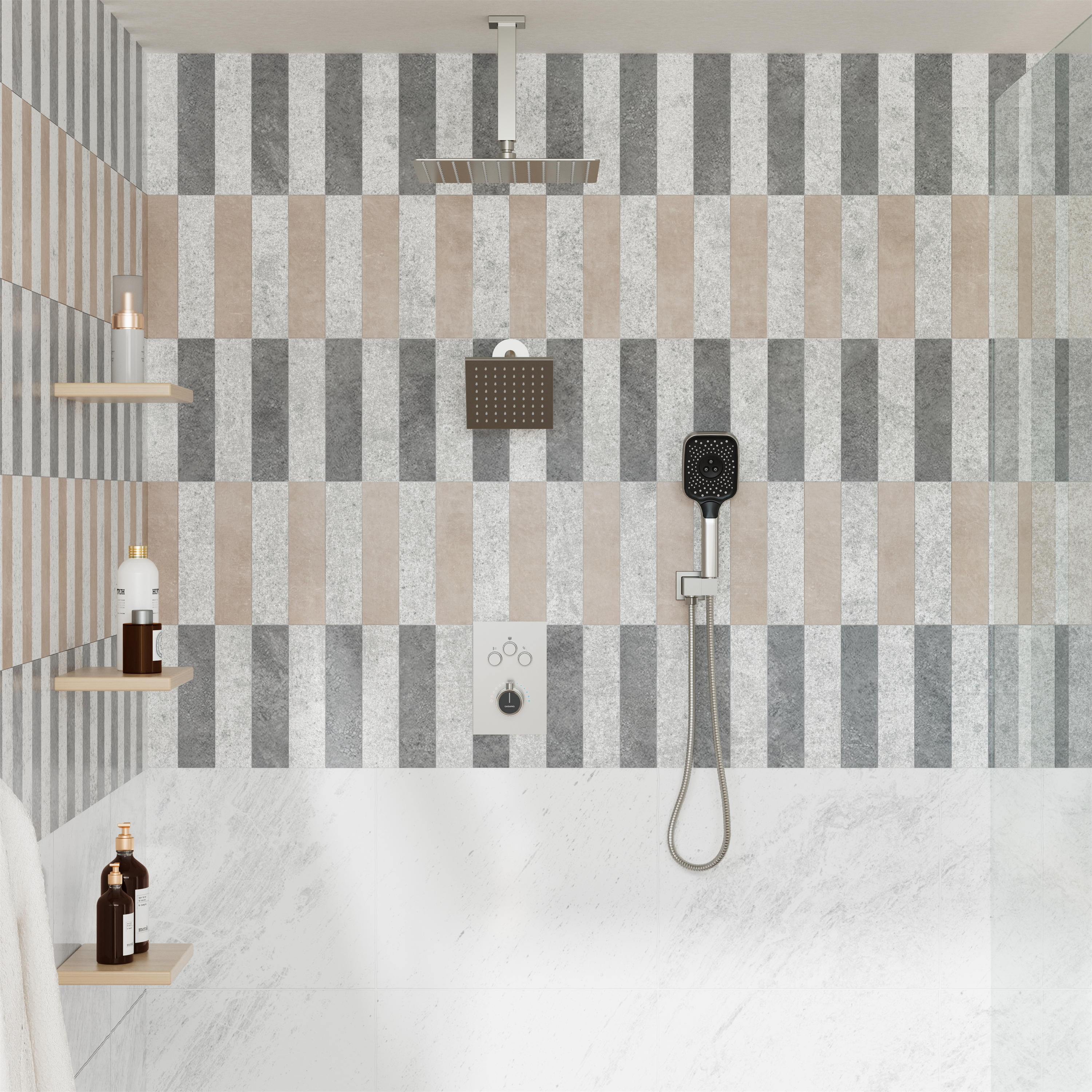 12" Ceiling Mount Rainfall Shower Head Thermostatic Shower System