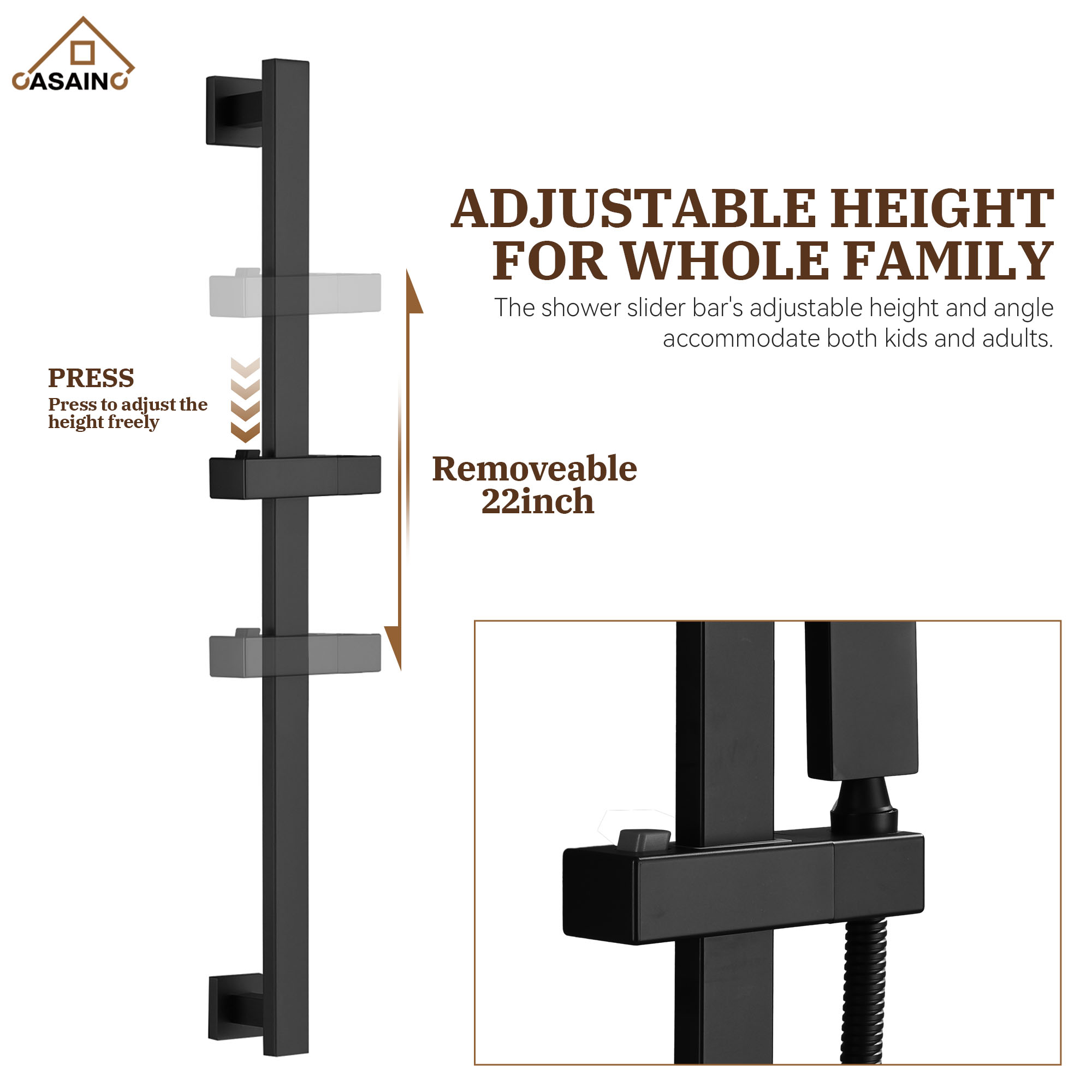 10" Wall Mount Rain Shower Shower System With Hand Shower & Slide Bar