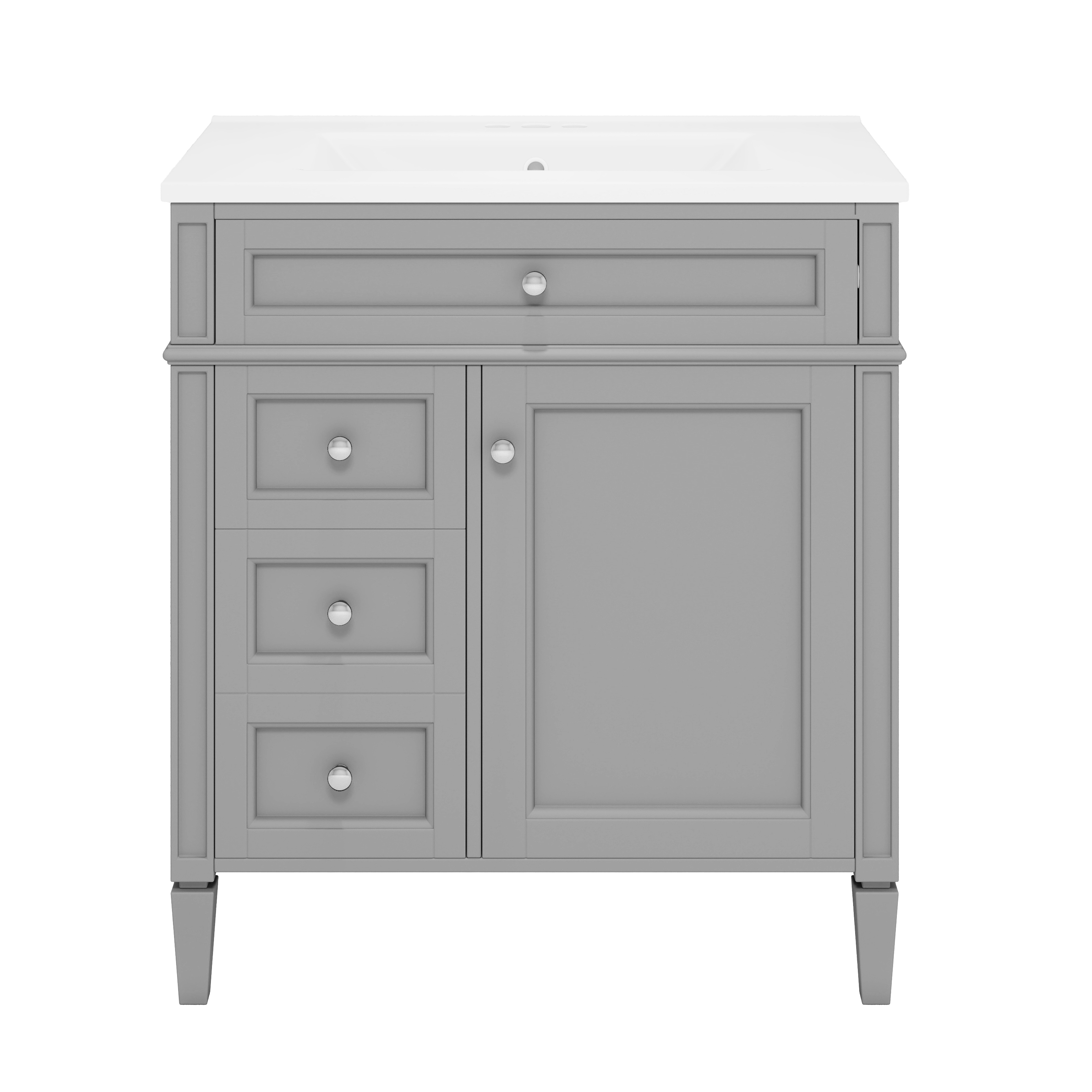 30"/36" Freestanding Bathroom Vanity in Grey with 2 Drawers and a Tip-out Drawer