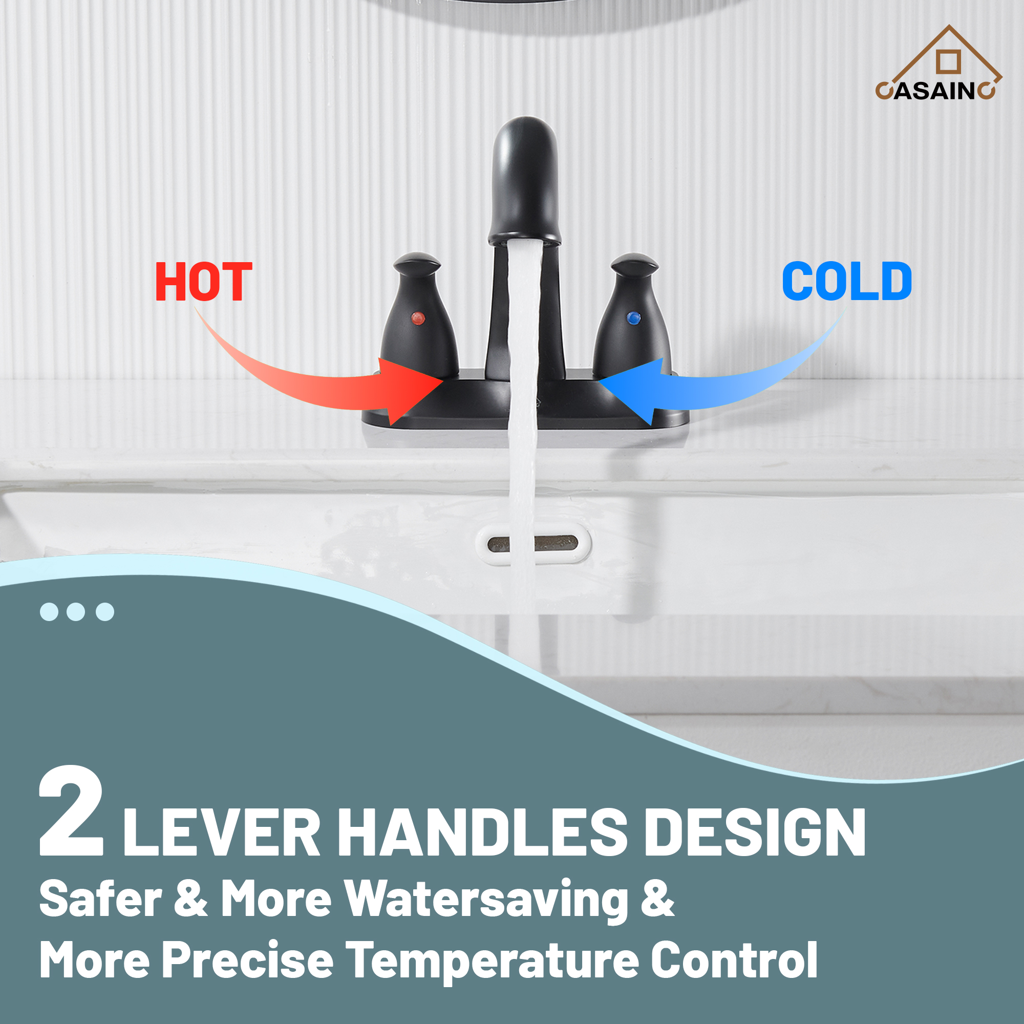 Casainc 4 Inch 2-Handle Centerset Bathroom Sink Faucet for 2-hole Centerset Sink Faucet