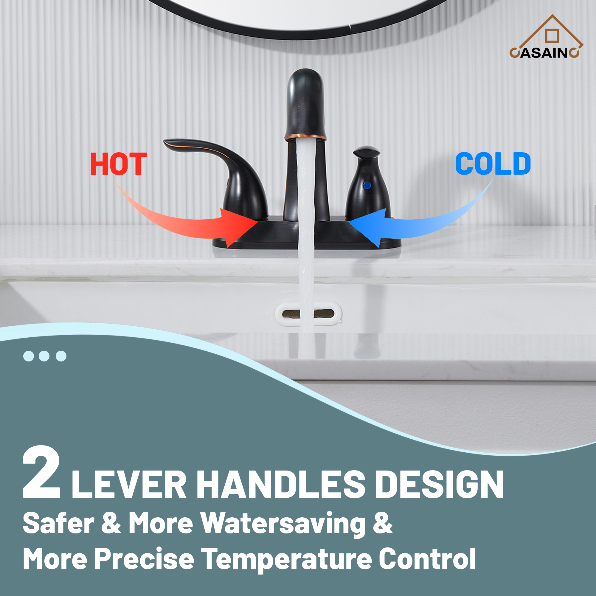 Casainc 4 Inch 2-Handle Centerset Bathroom Sink Faucet for 2-hole Centerset Sink Faucet