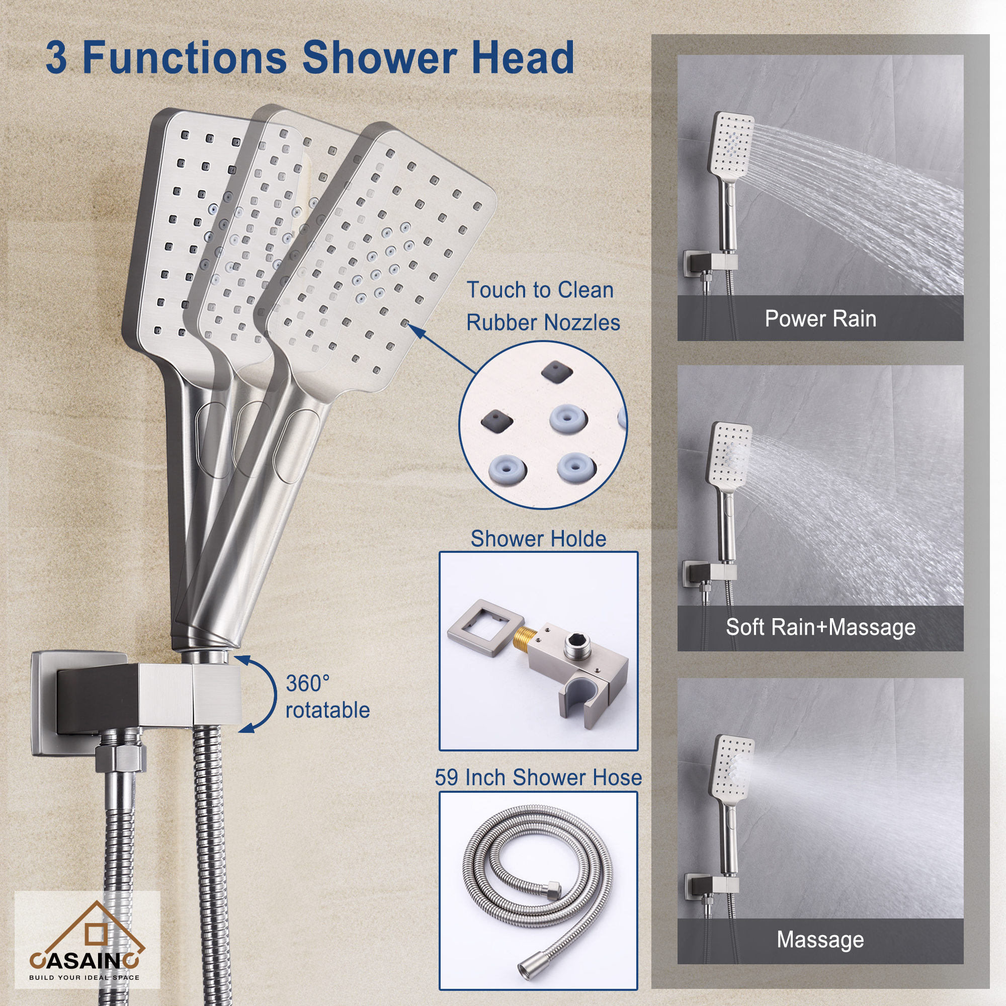 10"/12" Rain Shower Systems With Handheld & Pressure Balanced Valve
