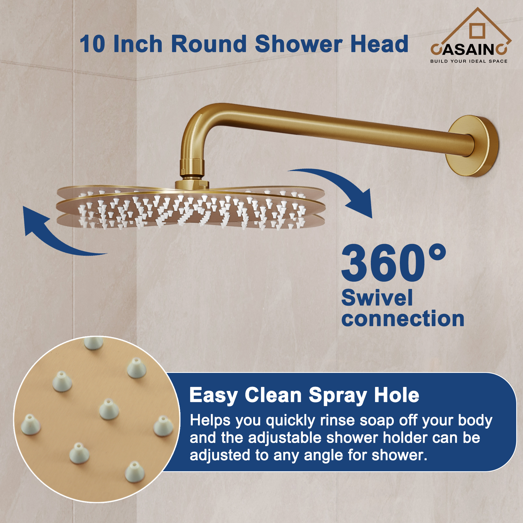10" Wall Mount Round Shower Faucet Rain Shower System (Valve Included)