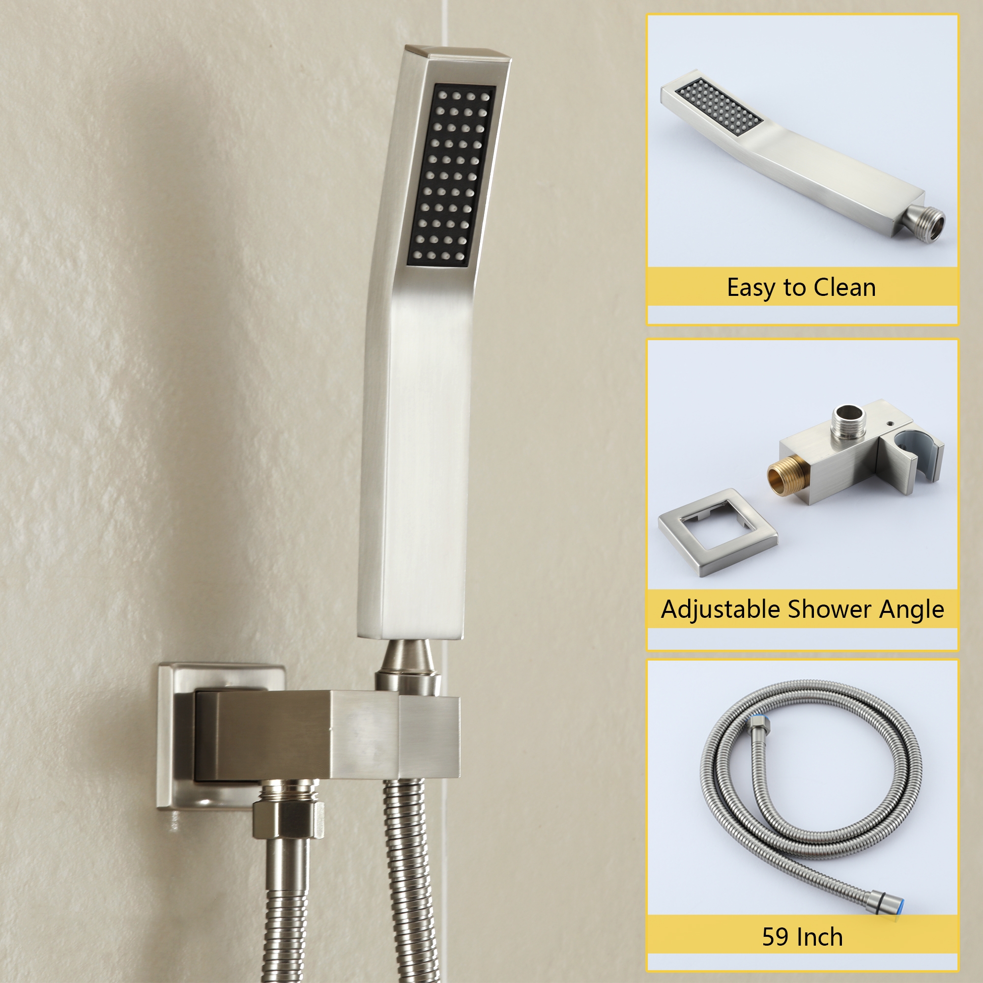 10in/12in Wall-Mount Rain Shower System with Handheld Shower