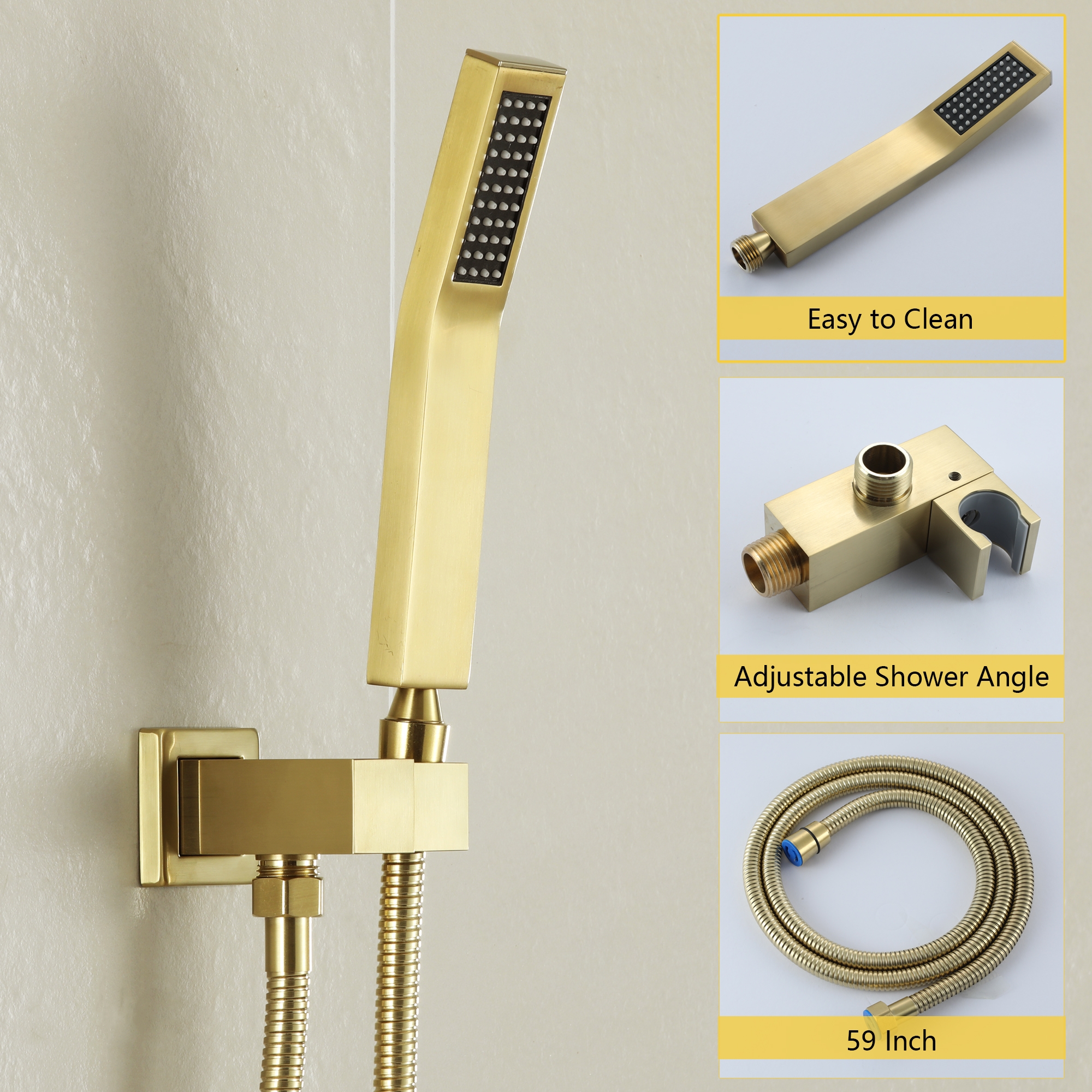 10in/12in Wall-Mount Rain Shower System with Handheld Shower